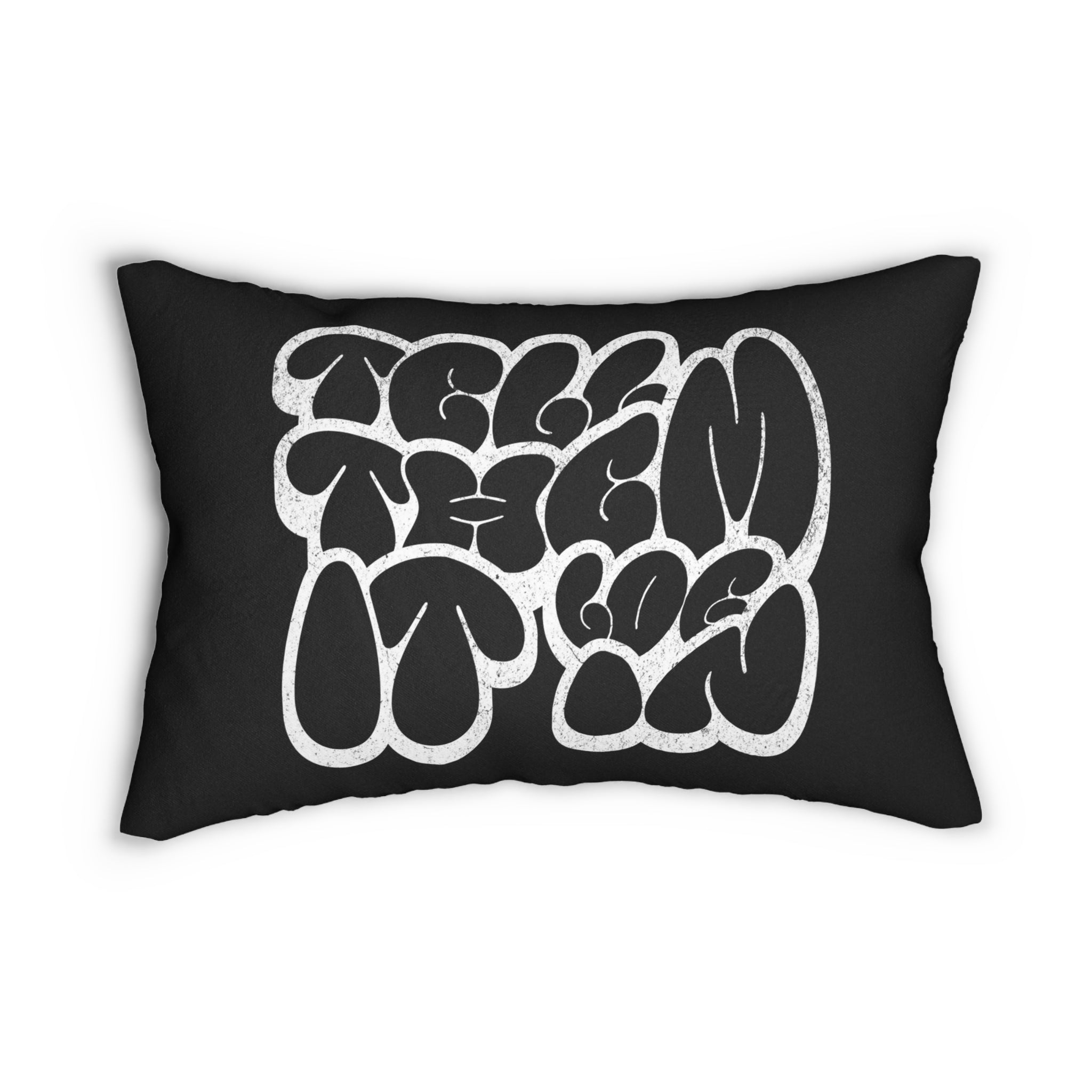Log it in Retro Graffiti Lumbar Pillow — Black & White Statement Throw Pillow