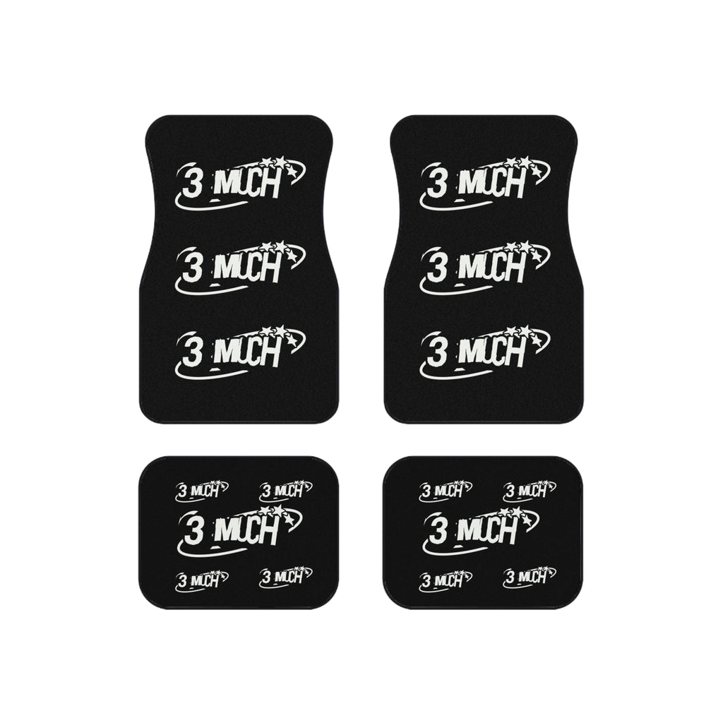 Car Mats (Set of 4) — Black Custom Floor Mats with '3 MUCH' Retro Logo
