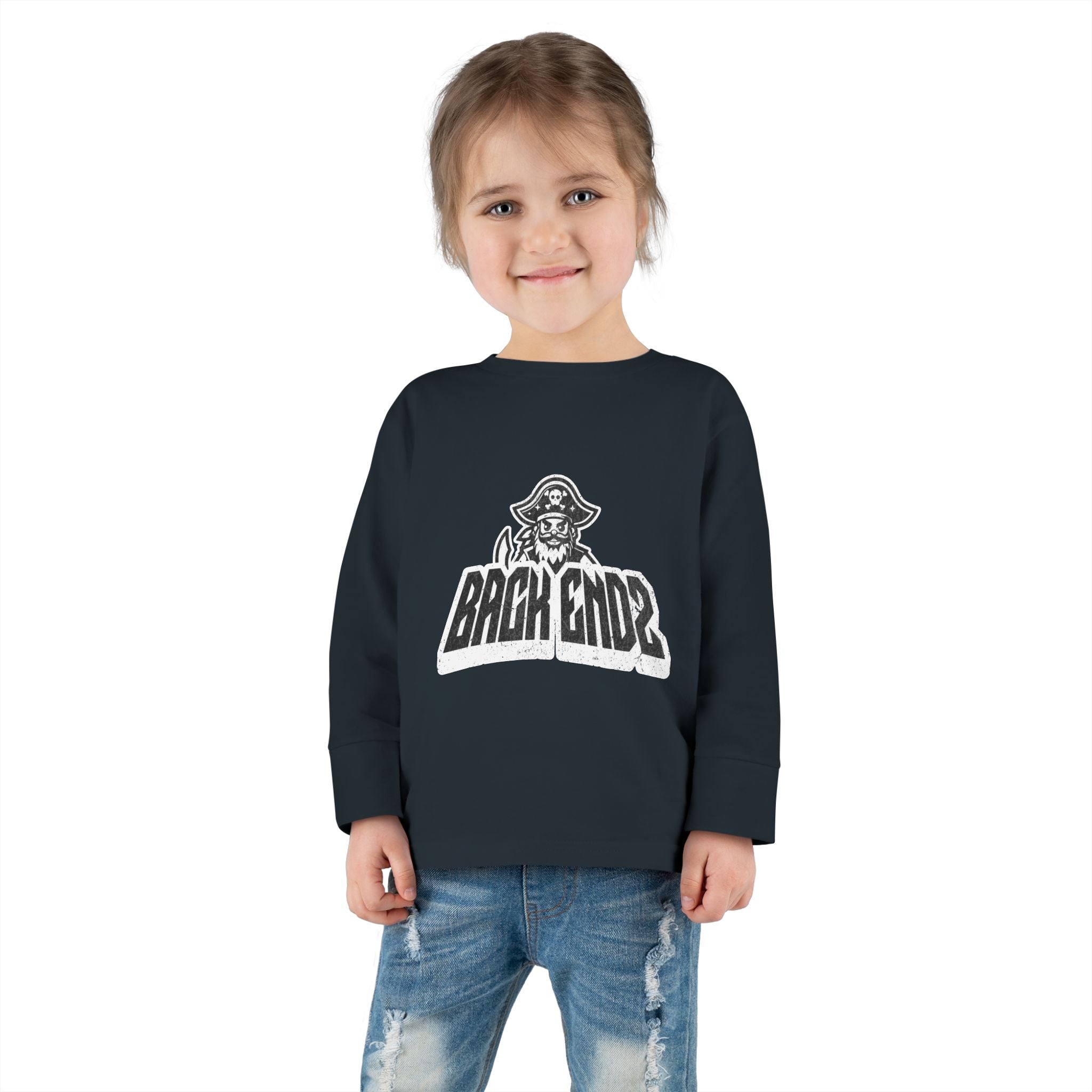 Toddler Long Sleeve Tee — Pirate Skull "Back Endz" Graphic