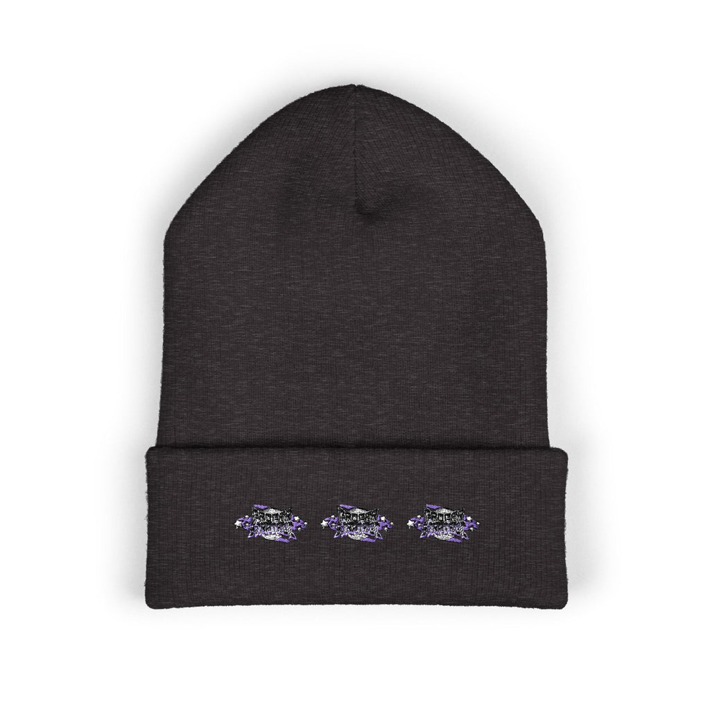 Embroidered "Strategic" Floral Cuffed Beanie