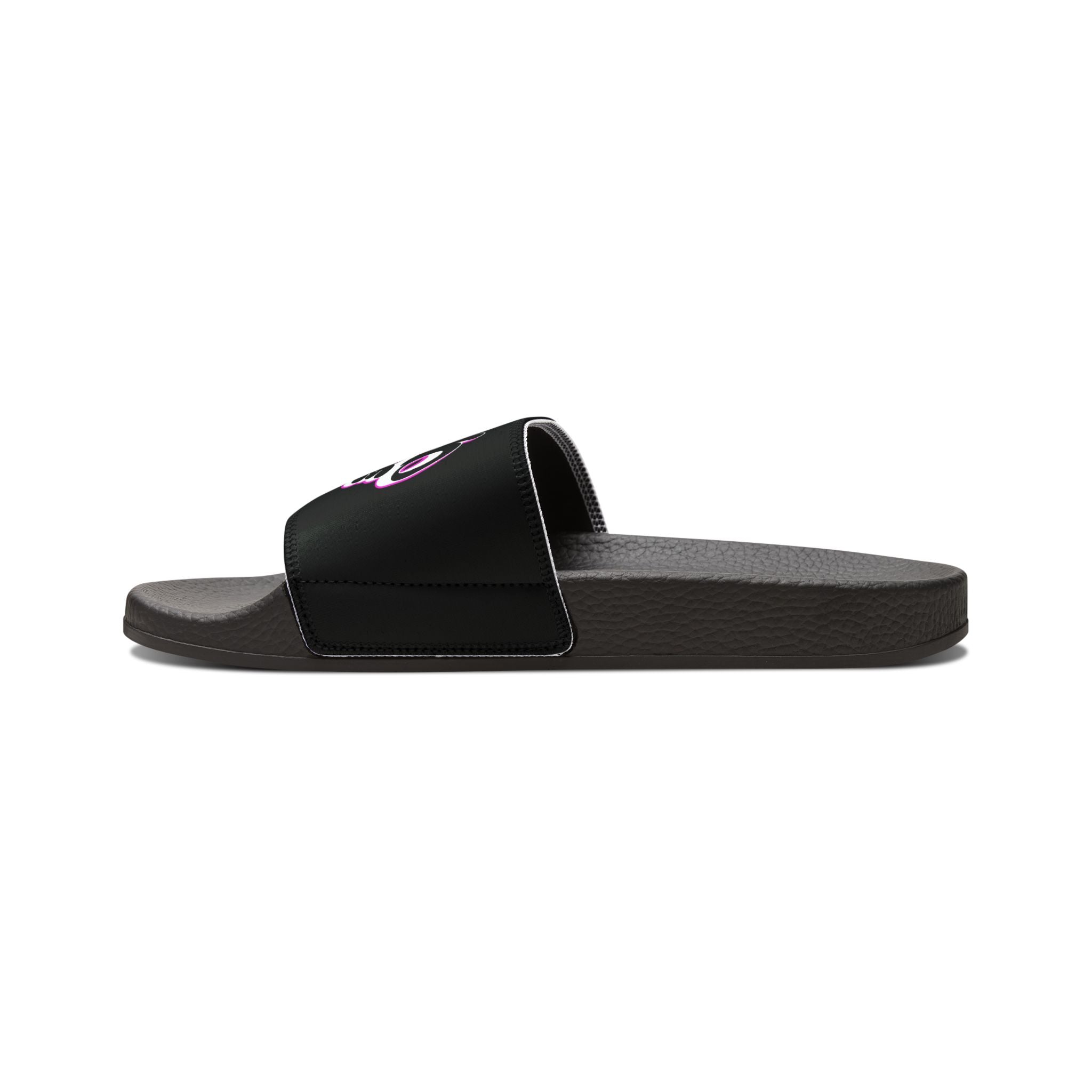 Slide Sandals — Black Graffiti 'NO LOVE' Removable-Strap Pool Slides for Women