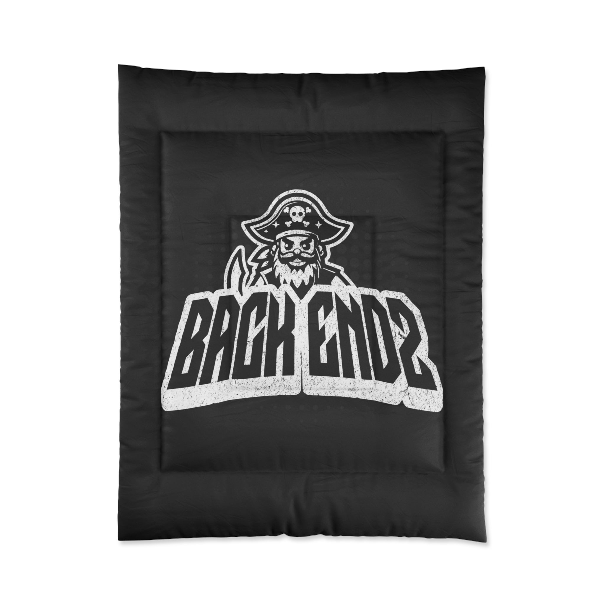 Pirate 'Back Ends' Comforter – Bold Black Graphic Bedding for Gamers & Crew