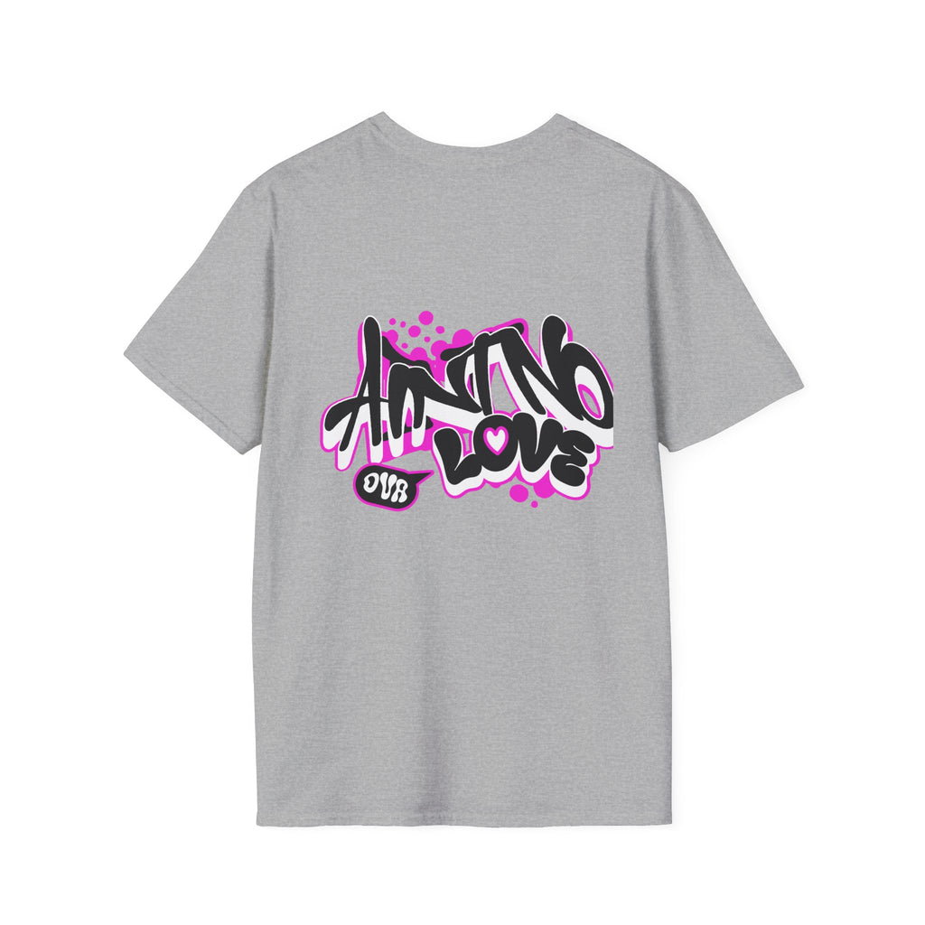 Graffiti 'NO LOVE' T-Shirt — Urban Street Art Tee with Pink Spray Paint Design