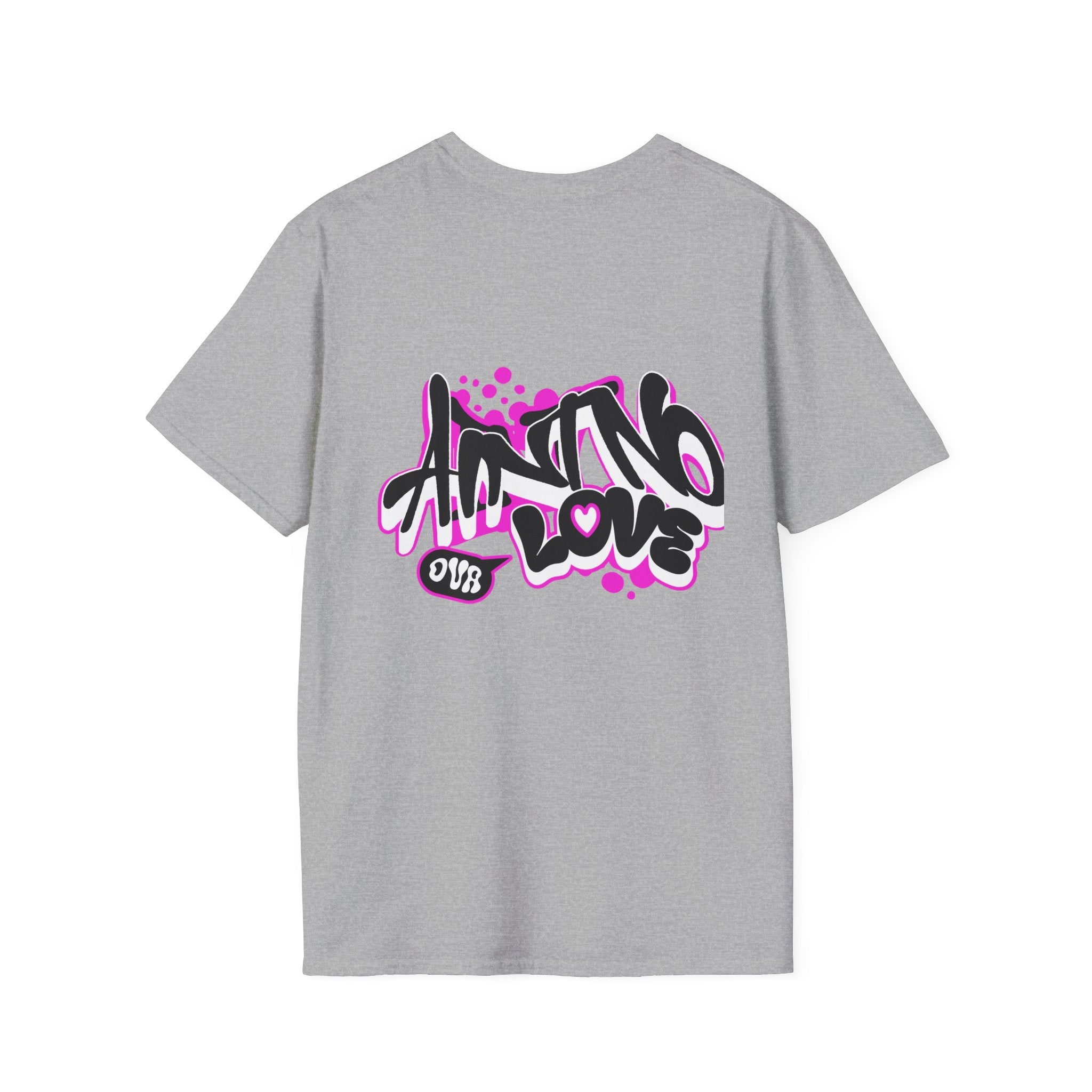 Graffiti 'NO LOVE' T-Shirt — Urban Street Art Tee with Pink Spray Paint Design