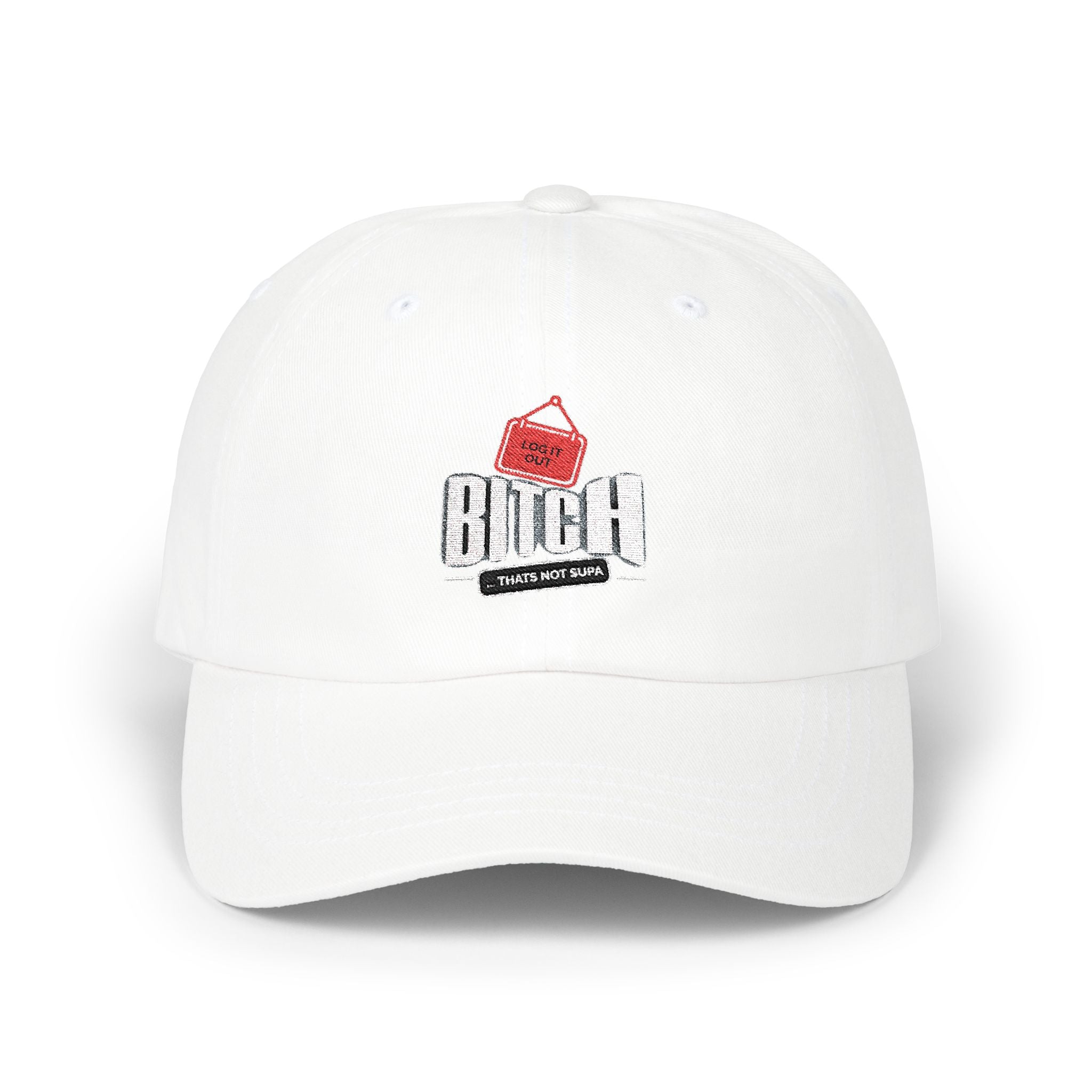 'LOG OUT' Retro Logo Embroidered Baseball Hat