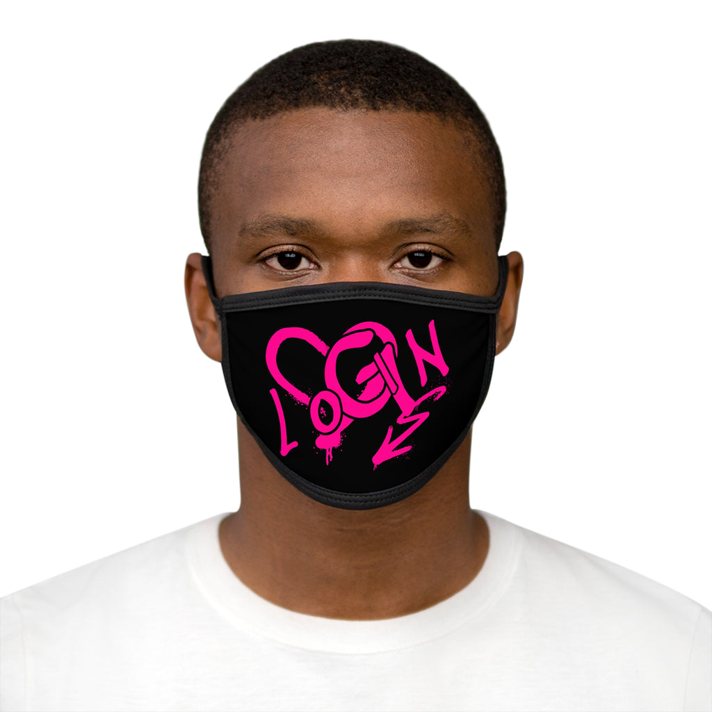 Graffiti Heart 'Login' Face Mask — Pink Street Art Protective Mask