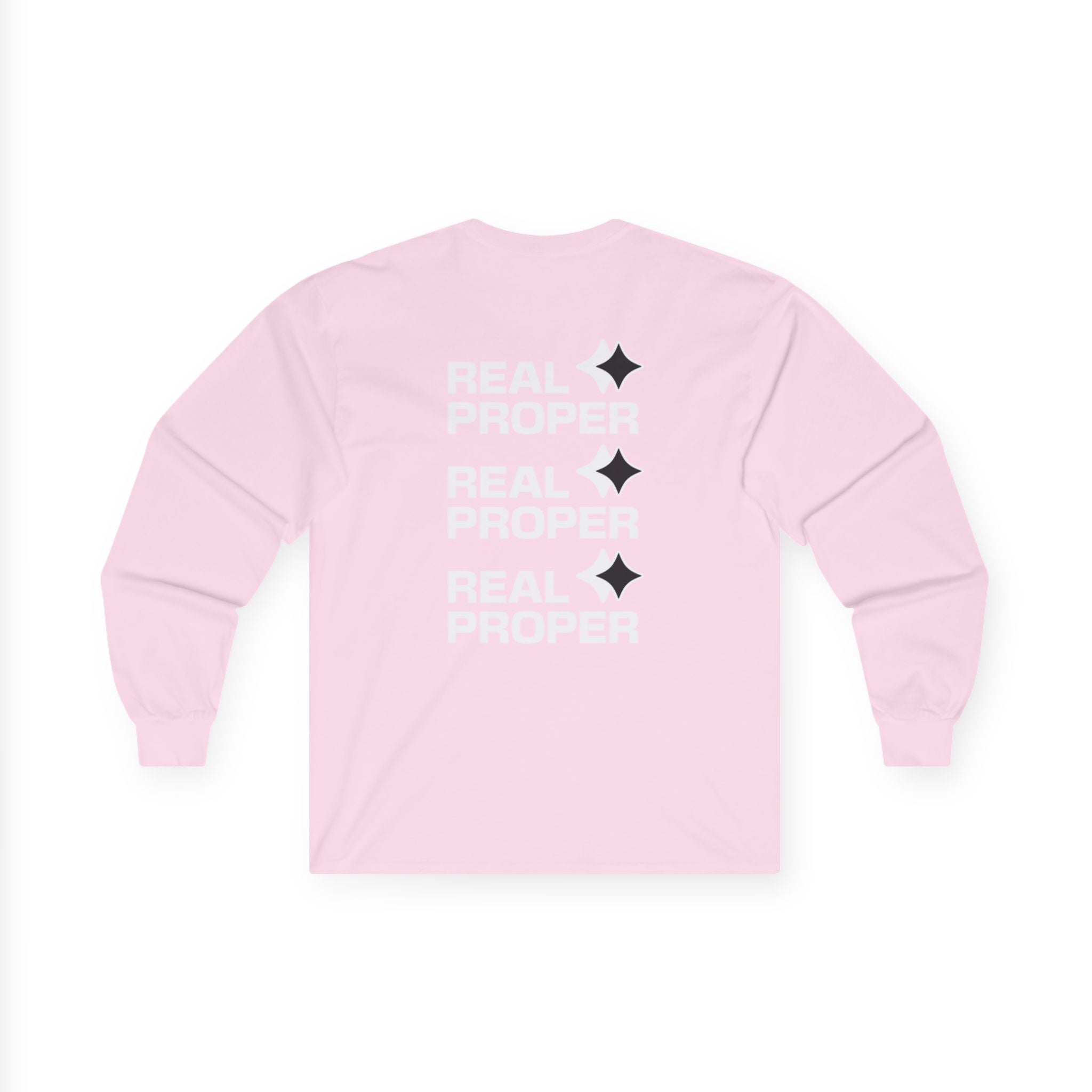 Long Sleeve Tee — "Real Proper" Minimal Graphic Cotton Shirt