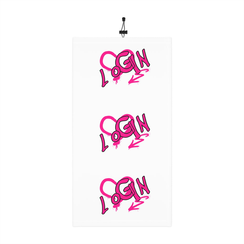 Pink Heart 'Login' Graphic Neck Gaiter — Winter Face Mask with Drawstring