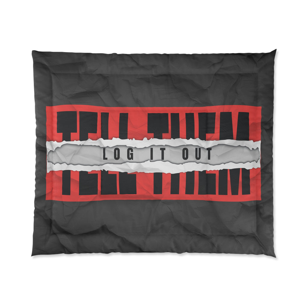 Log It Out Comforter – Bold Black & Red Graphic Bedding