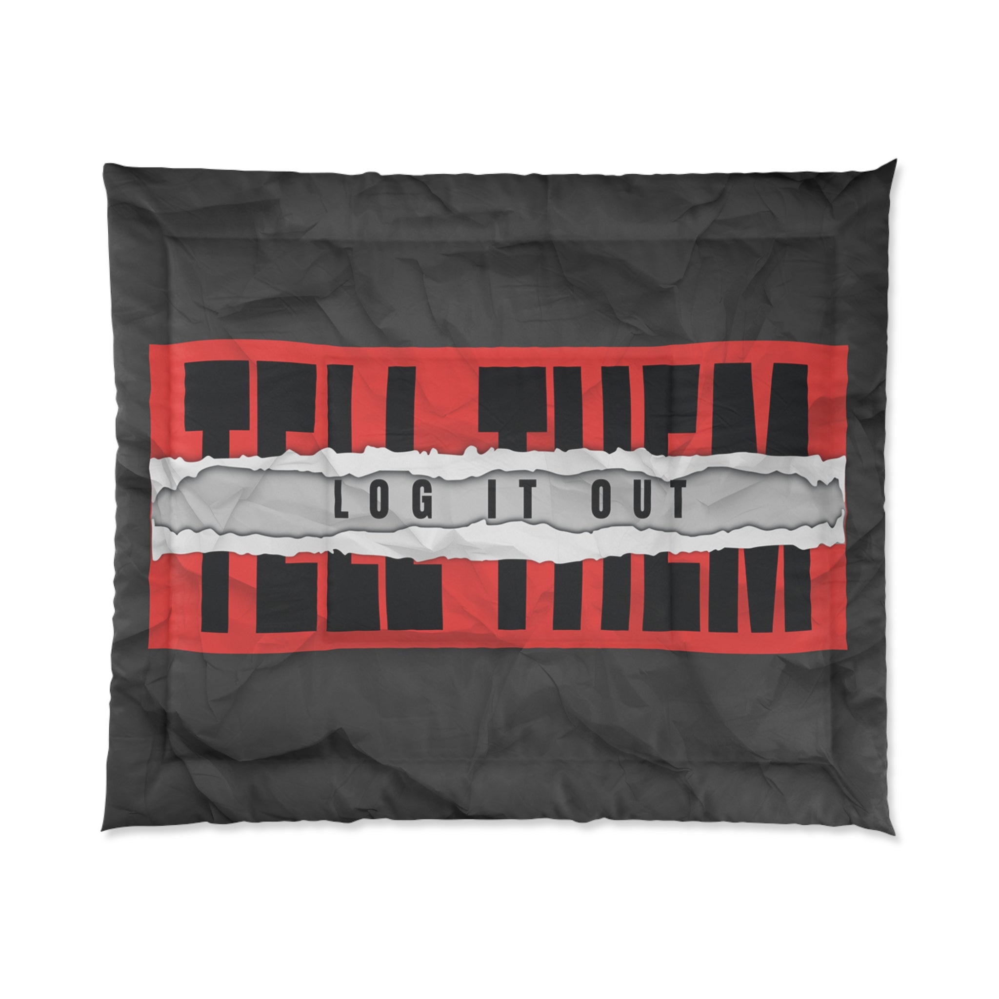Log It Out Comforter – Bold Black & Red Graphic Bedding