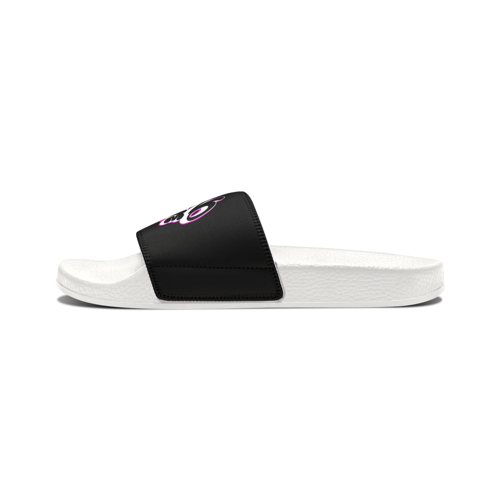 Men's Slide Sandals — Black Strap with NO LOVE Graffiti "Aint love design" Design