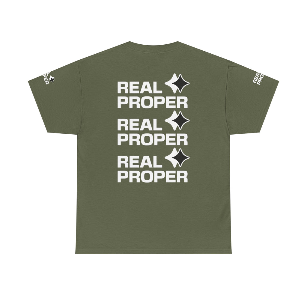 "Real Proper" Repeat Logo T‑Shirt