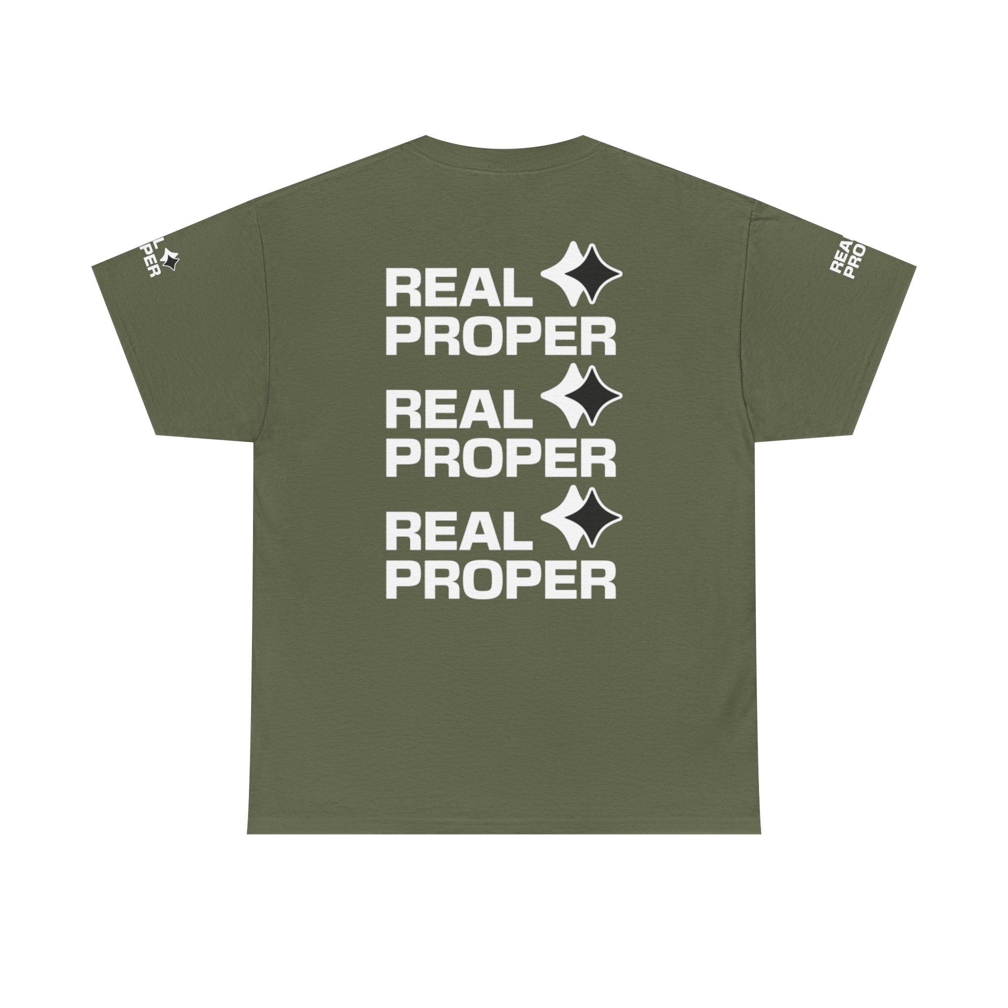"Real Proper" Repeat Logo T‑Shirt