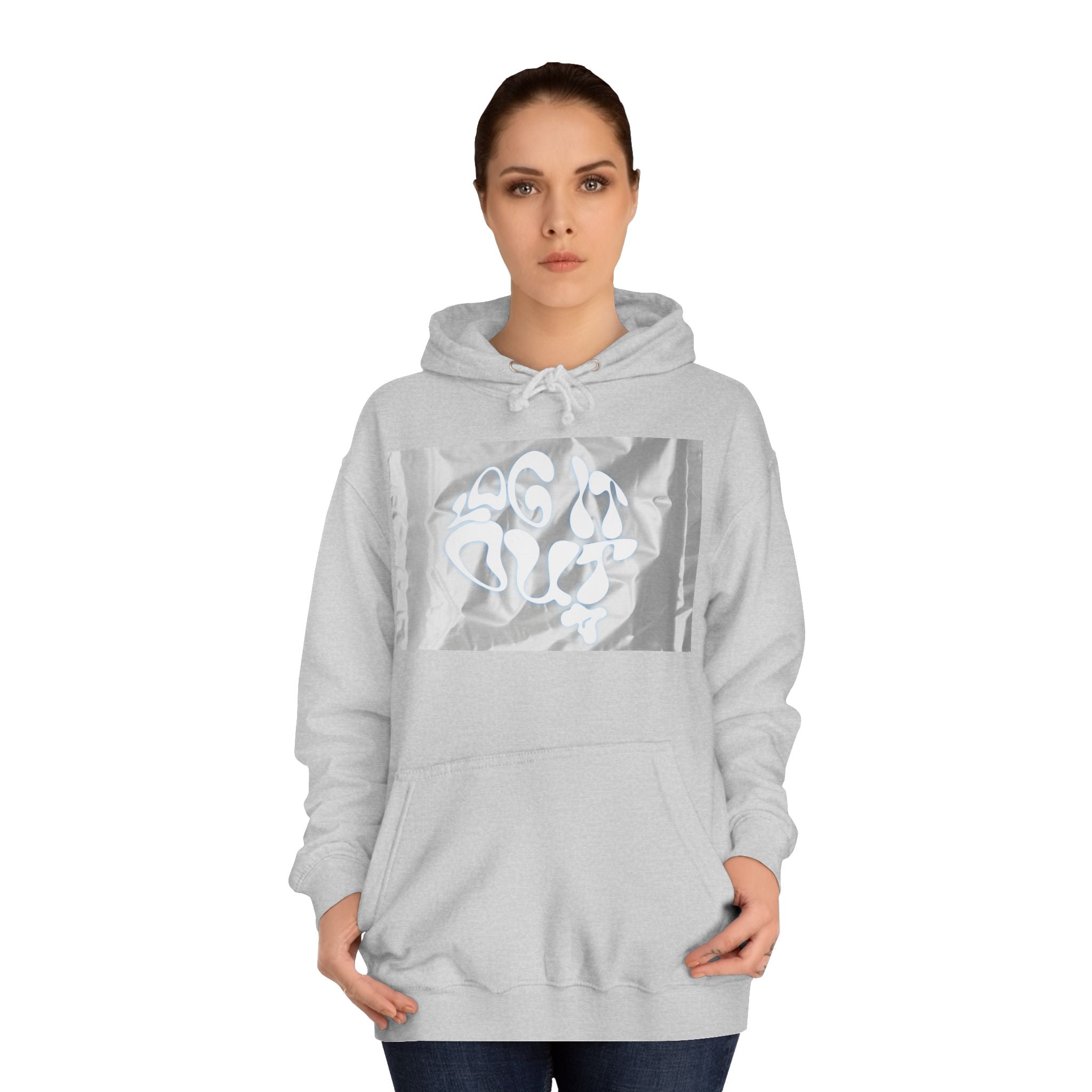 Cozy Unisex 'LOG IT OUT' Hoodie with Abstract Design, Sweatshirt, Graphic Hoodie, Casual Wear, Perfect Fit