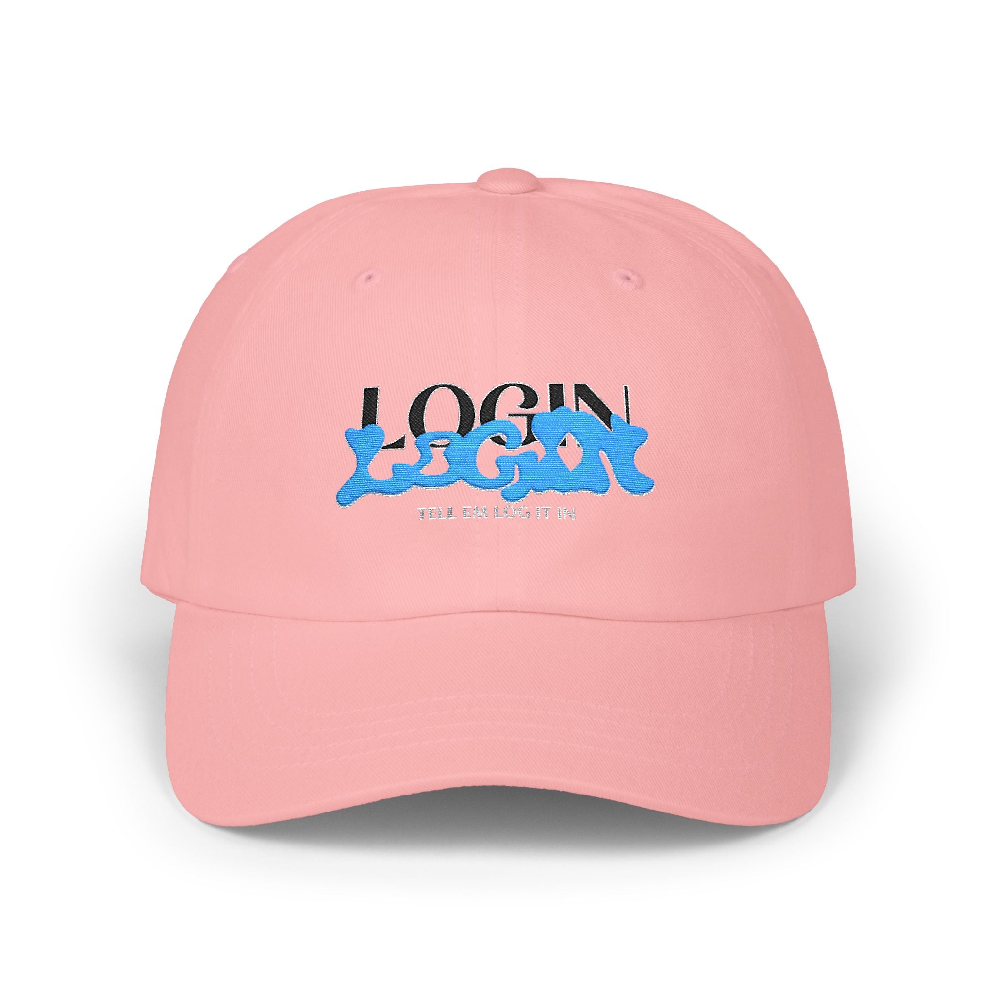 Classic Cap — "LOGIN" Blue Graffiti Embroidered Hat