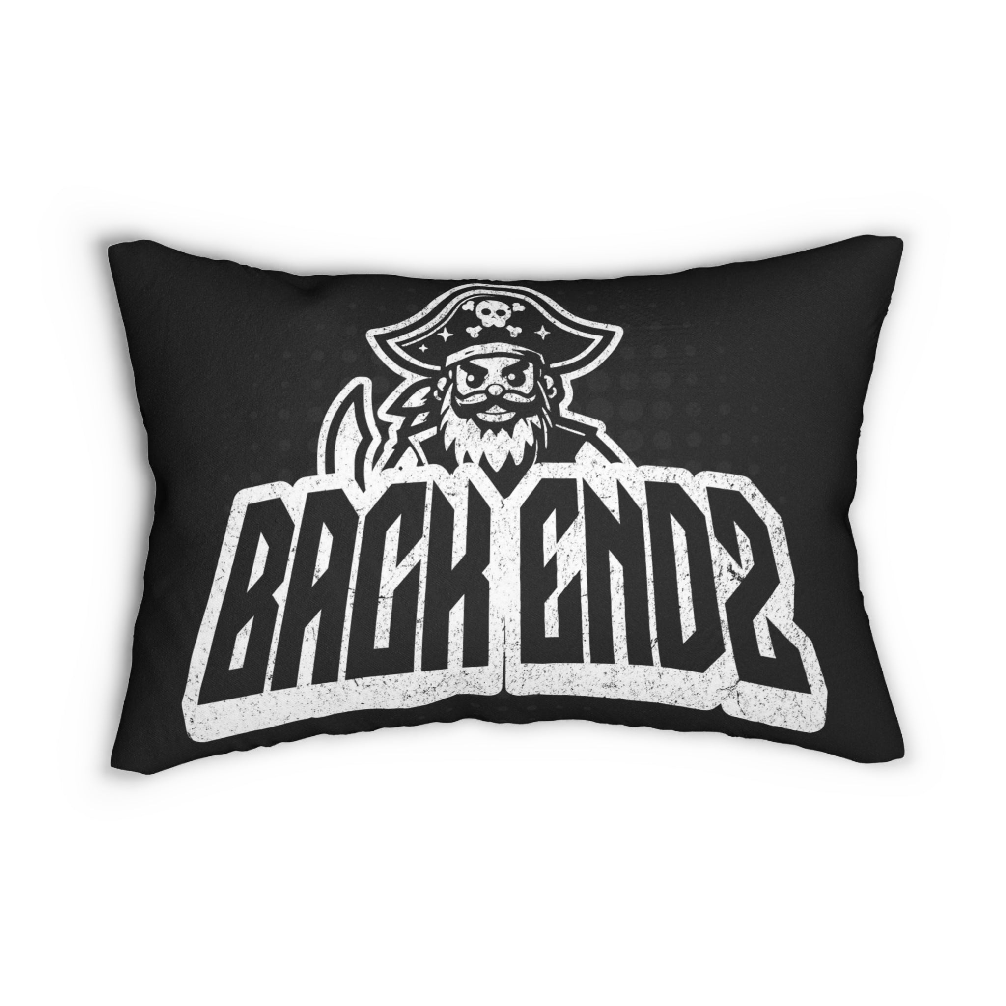 Pirate Logo Lumbar Pillow — "Back Endz" Black Decorative Cushion