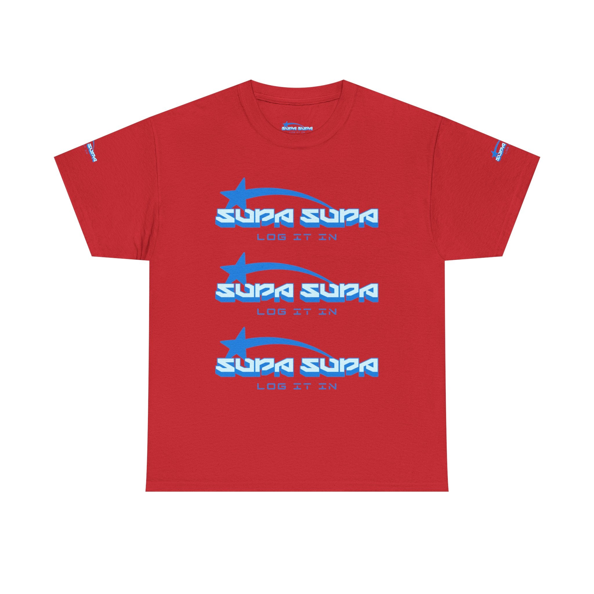 Supa Supa Retro Logo Tee — Blue Graphic Cotton T-Shirt