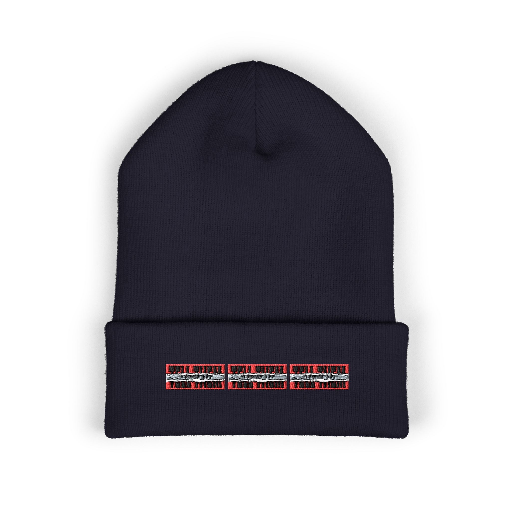Embroidered Plaid "LOG IT OUT" Cuffed Beanie — Cozy Winter Knit Hat