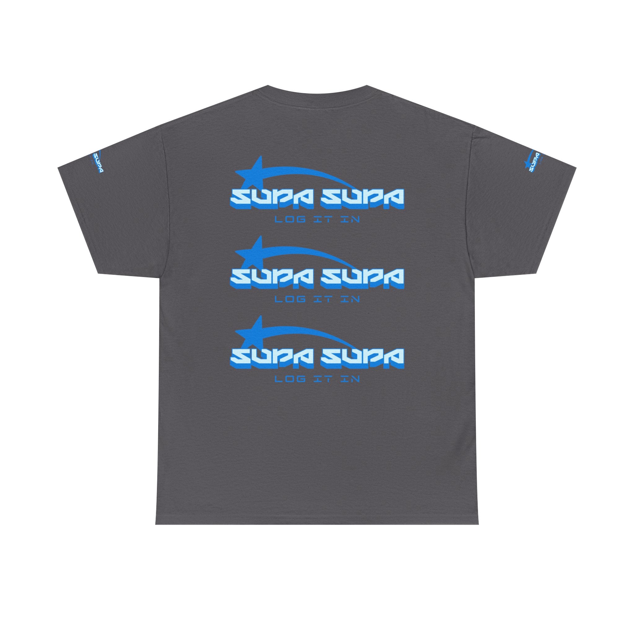 Supa Supa Retro Logo Tee — Blue Graphic Cotton T-Shirt
