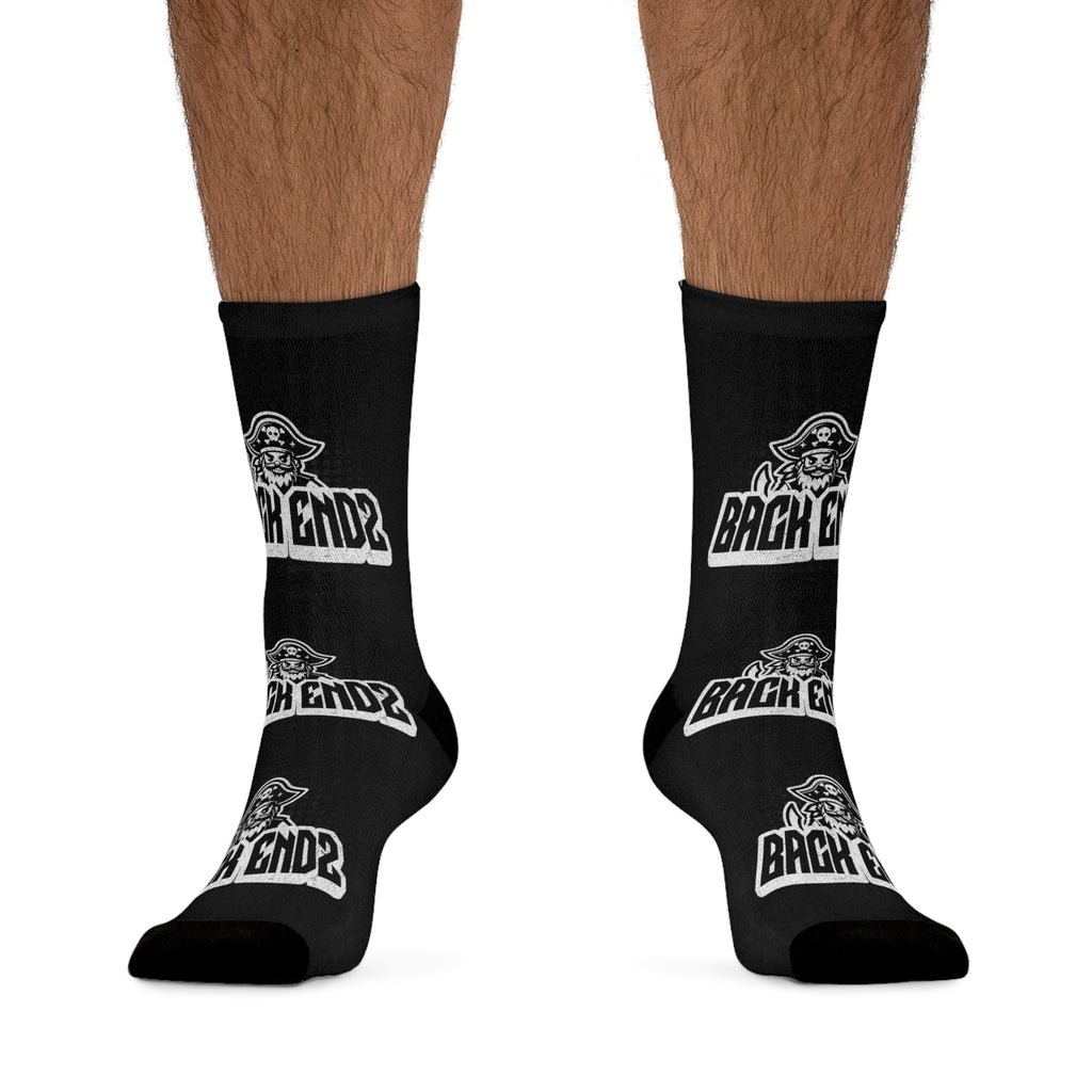 Back Endz Logo Poly Socks — Black Graphic Crew Socks