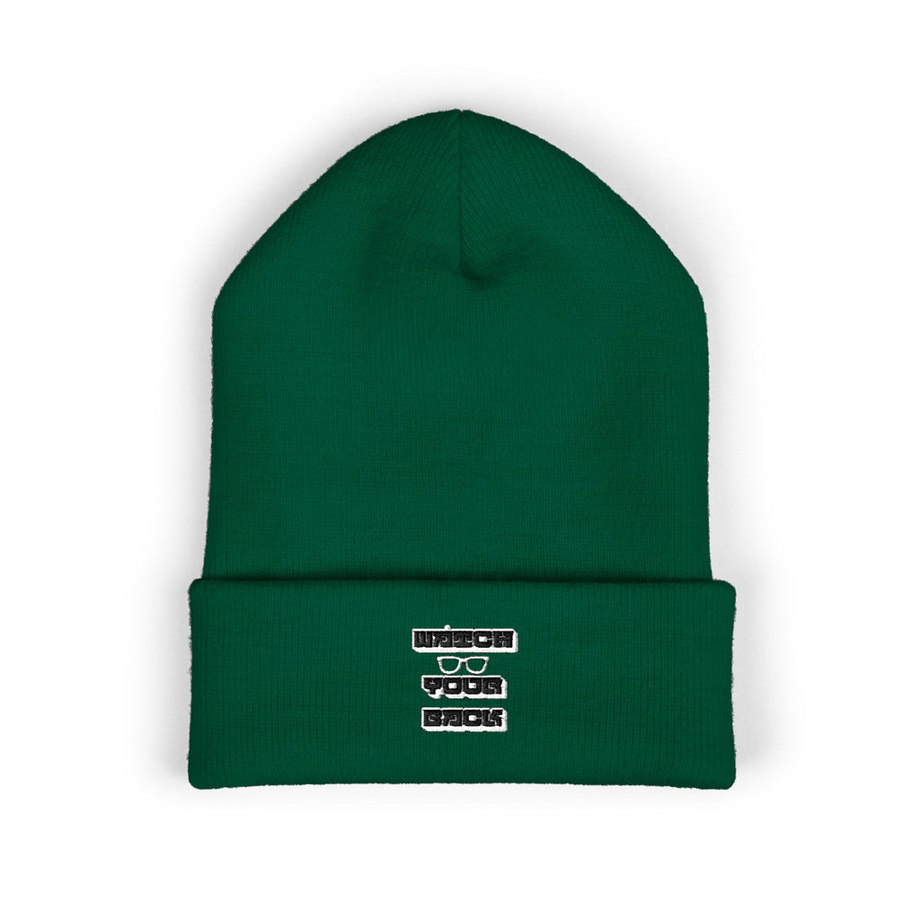 Embroidered 'Watch Your Back' Classic Cuffed Beanie — Cozy Winter Knit Hat