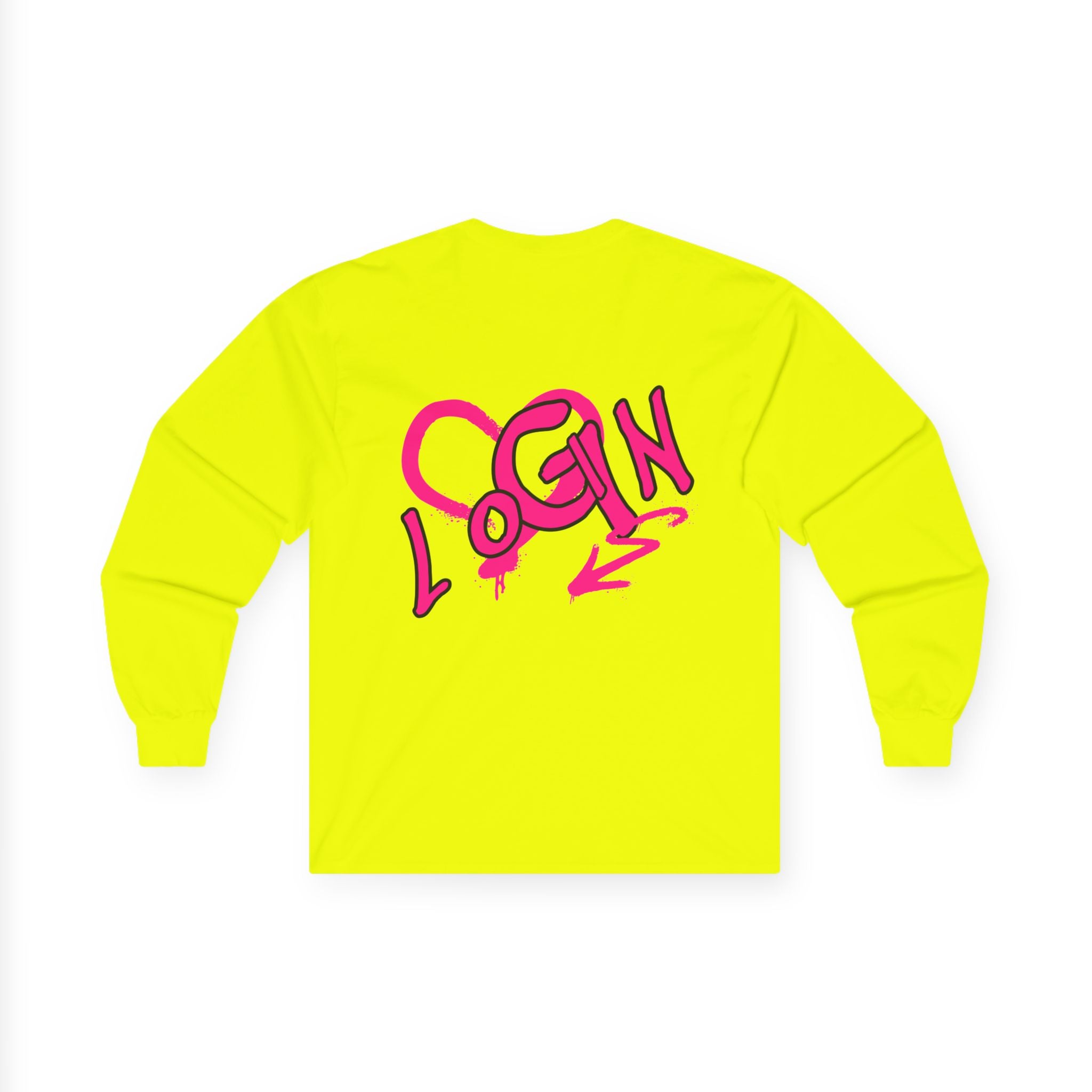 Long Sleeve Tee — Pink Graffiti "LOGIN" Heart Design