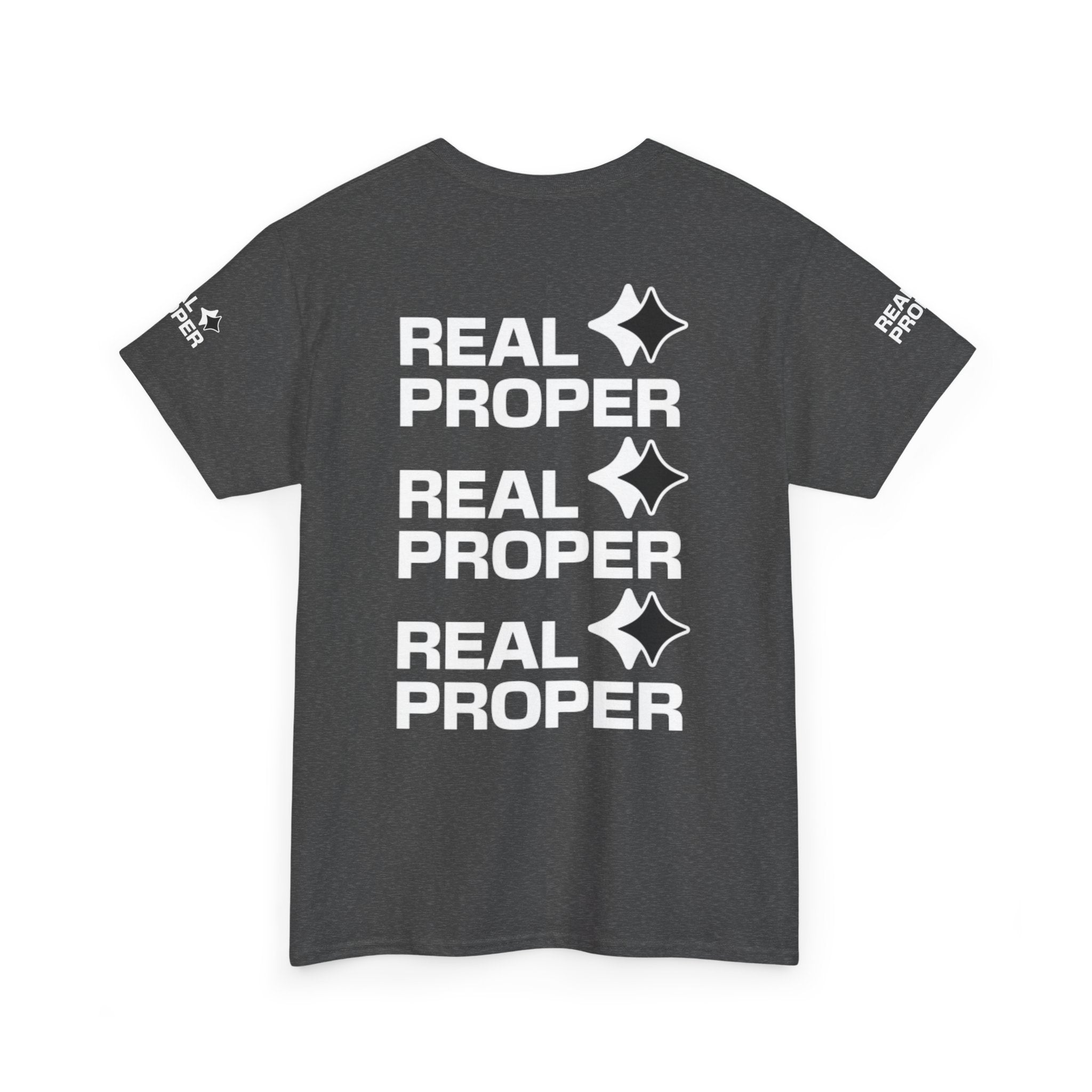"Real Proper" Repeat Logo T‑Shirt