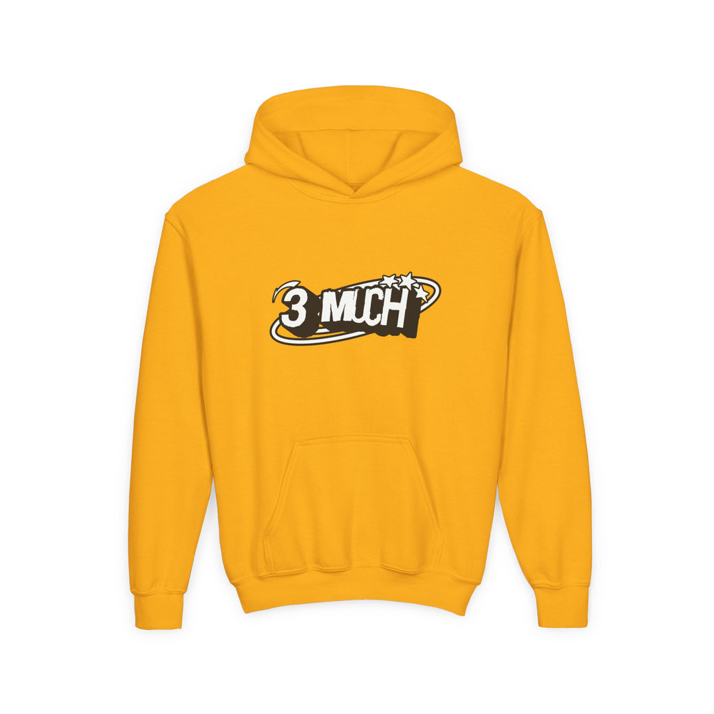 Youth Hoodie — Retro '3 MUCH'Style Graphic Pullover