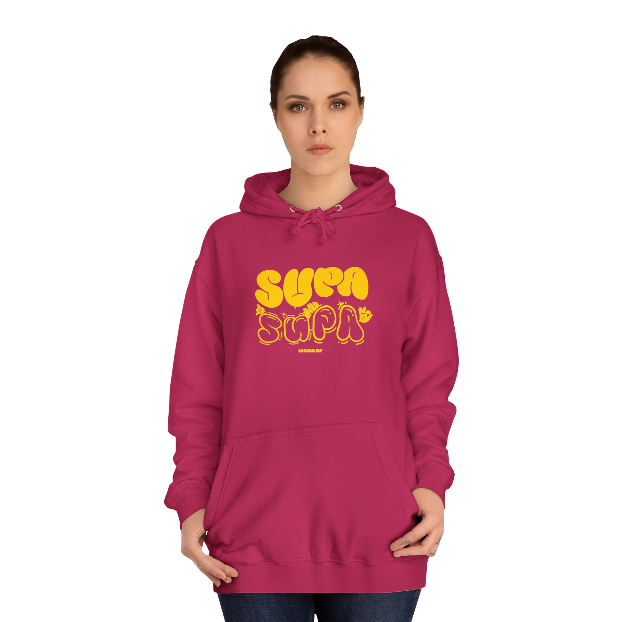 Cheerful Unisex Supa Supa Hoodie - Cozy Streetwear, Campus Style, Trendy Gift, Relaxed Fit, Perfect for Every day