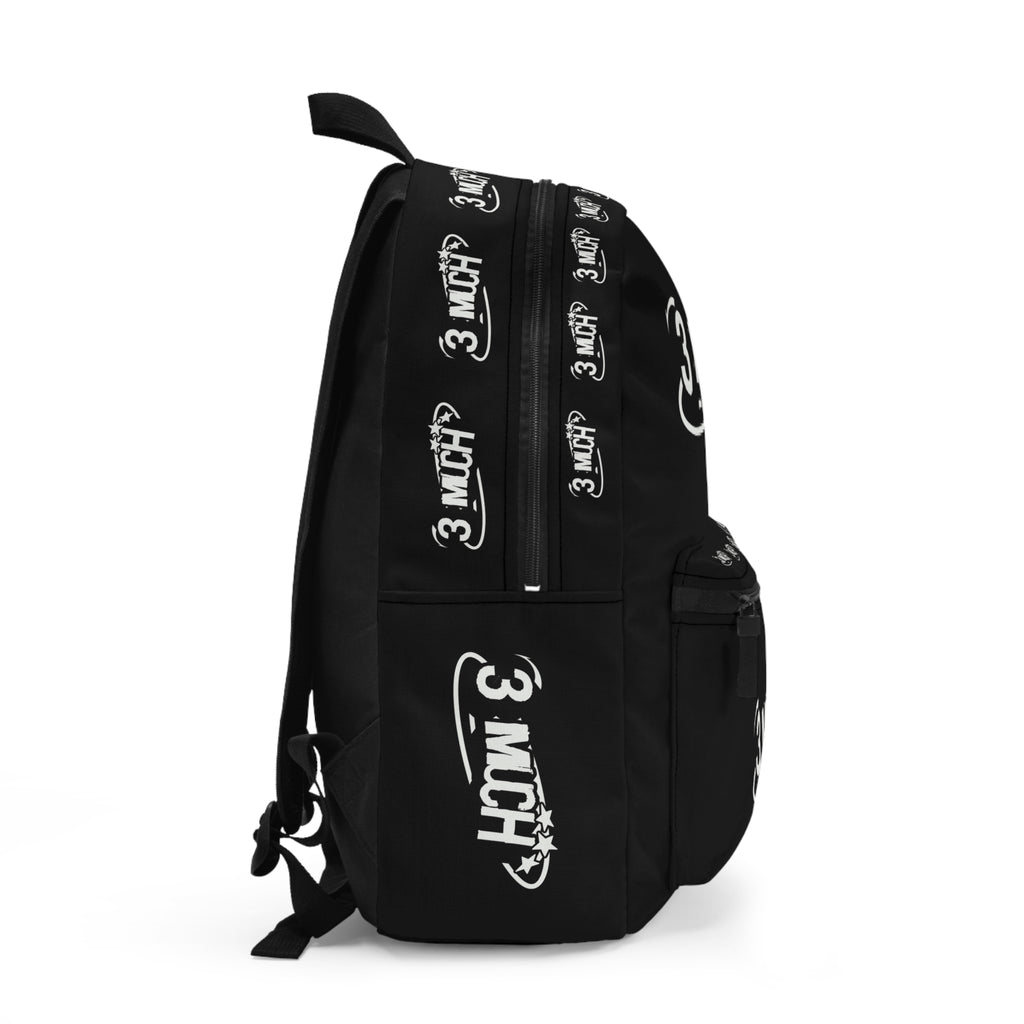 3 Much Logo Backpack — Black Graphic School & Everyday Bag
