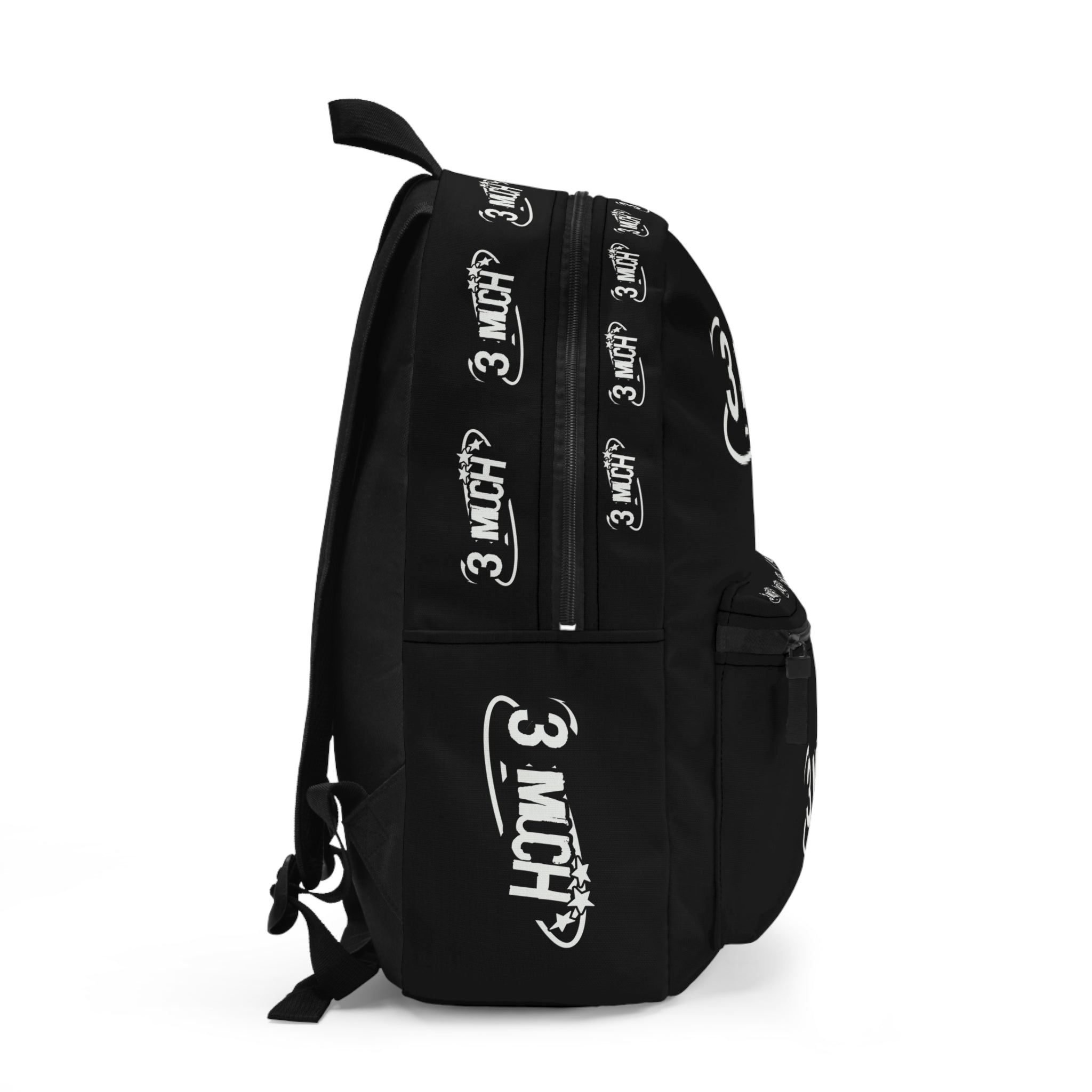 3 Much Logo Backpack — Black Graphic School & Everyday Bag