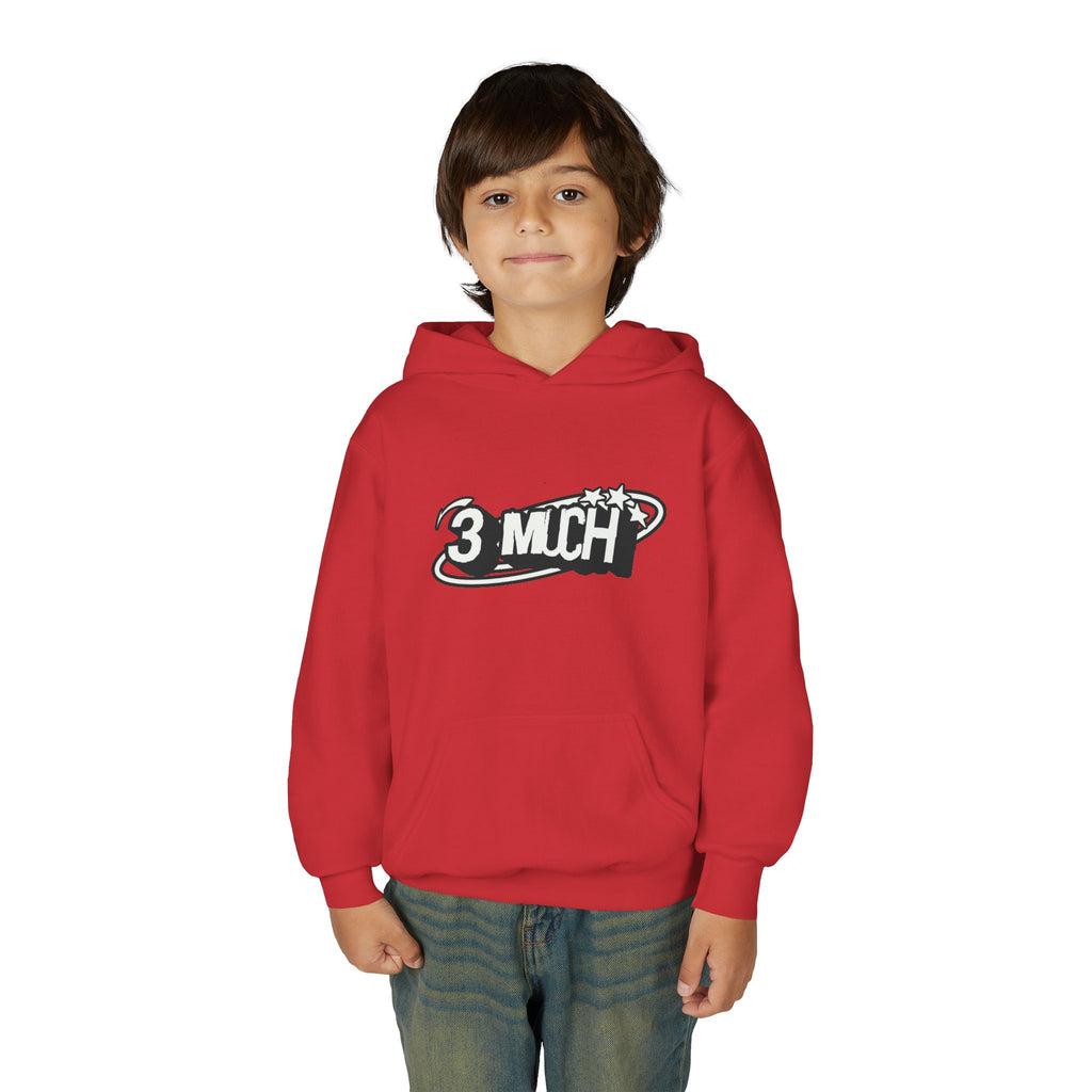 Youth Hoodie — Retro '3 MUCH'Style Graphic Pullover