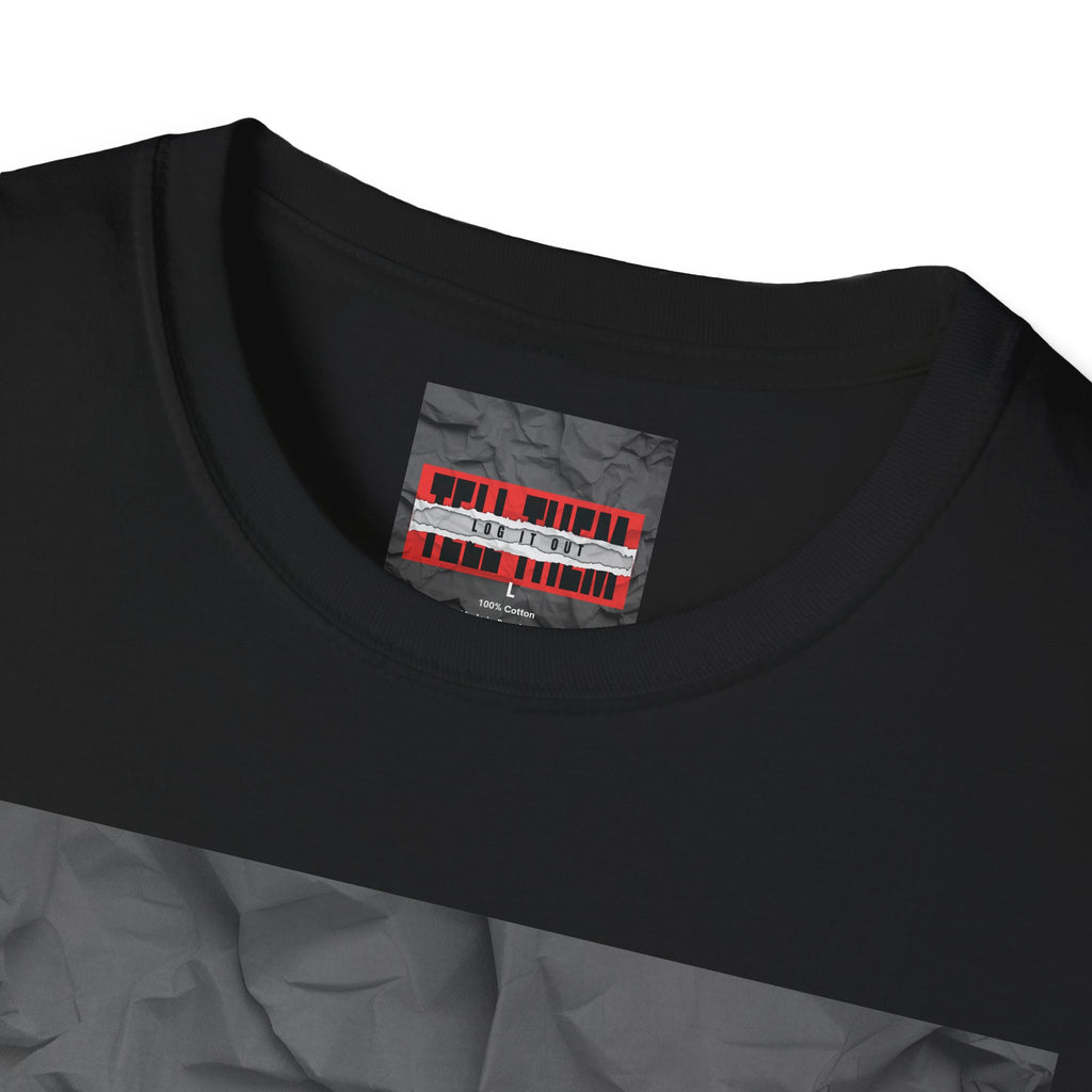 T-Shirt — LOG IT OUT Red Tape Graphic Tee ("LOG IT OUT")