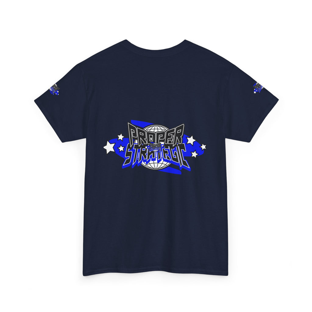Proper 'Strategic' Graphic Tee — Retro Blue Streetwear T‑Shirt