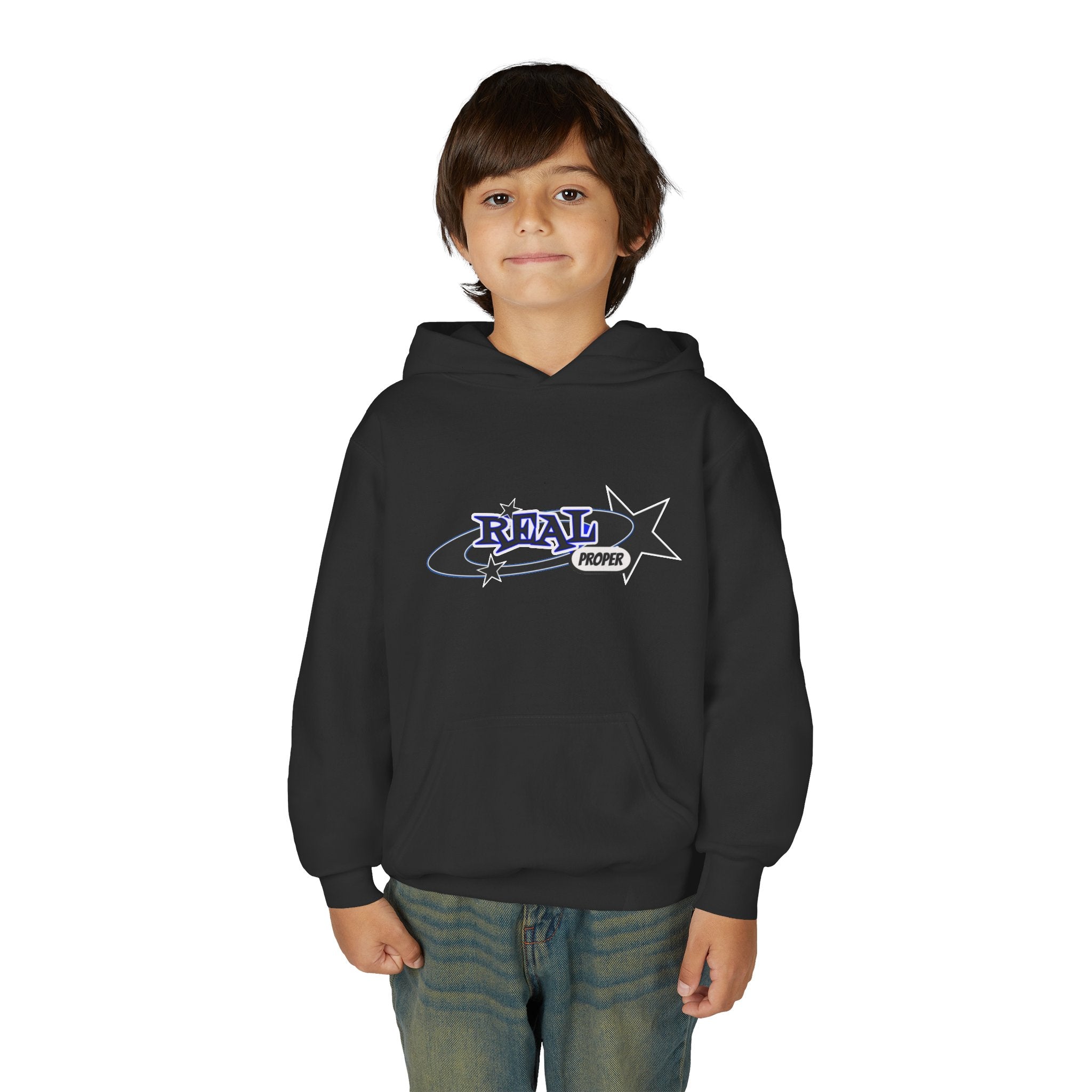 Youth Hoodie – "Real Proper" Star Graphic Pullover