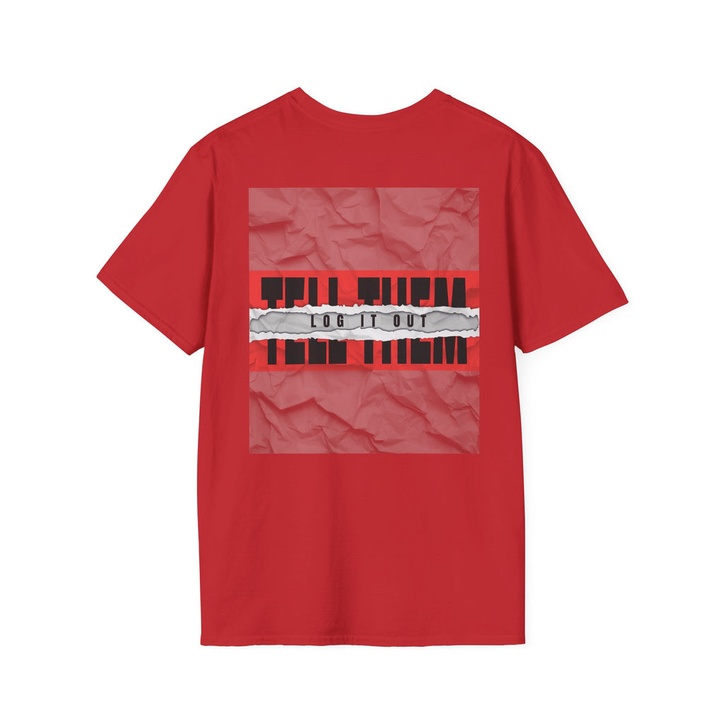 T-Shirt — LOG IT OUT Red Tape Graphic Tee ("LOG IT OUT")