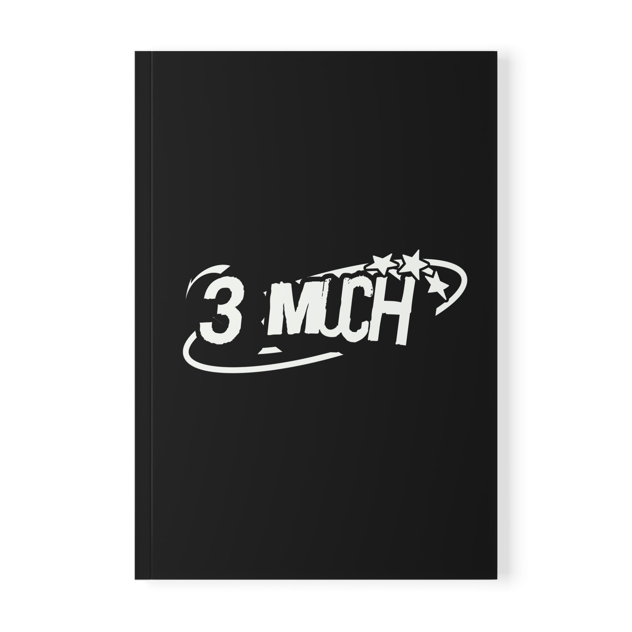 A5 Notebook — '3 Much' Vintage Logo Softcover Journal (Black)