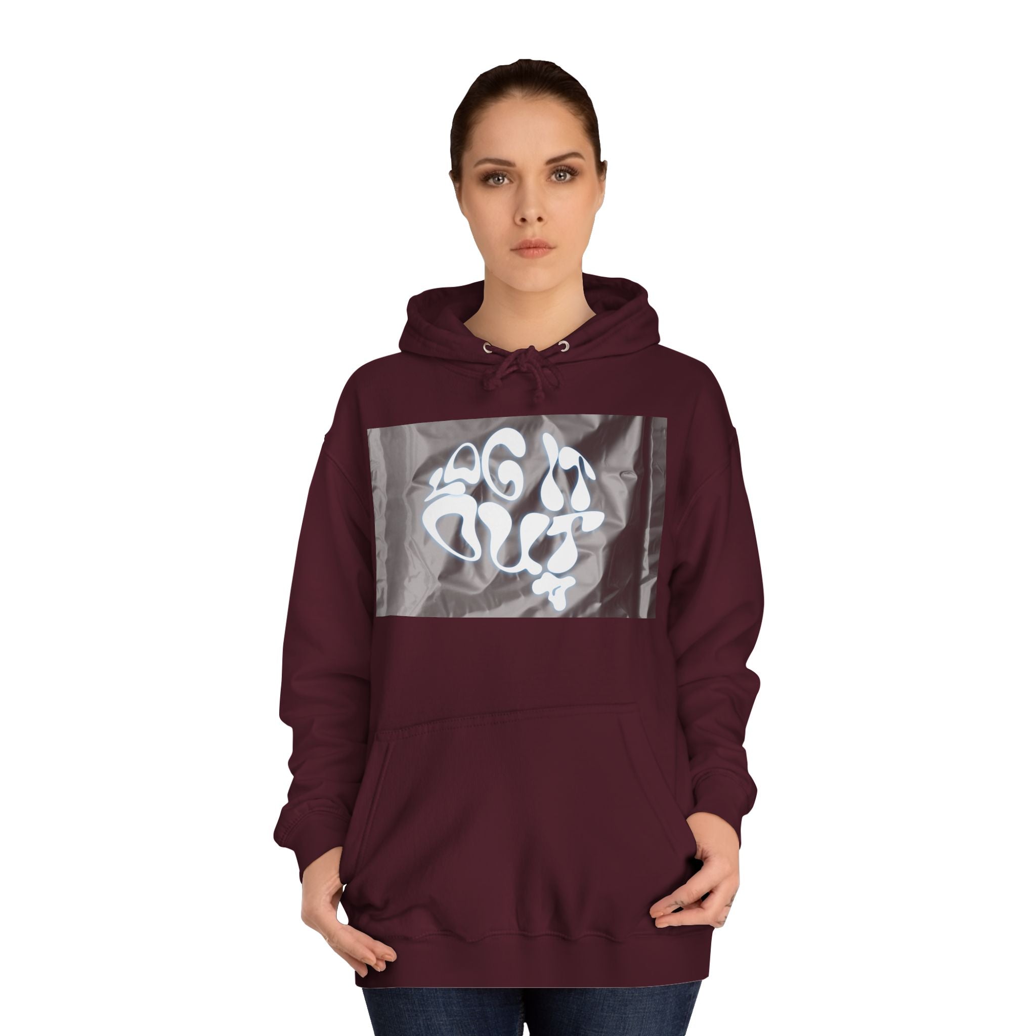 Cozy Unisex 'LOG IT OUT' Hoodie with Abstract Design, Sweatshirt, Graphic Hoodie, Casual Wear, Perfect Fit