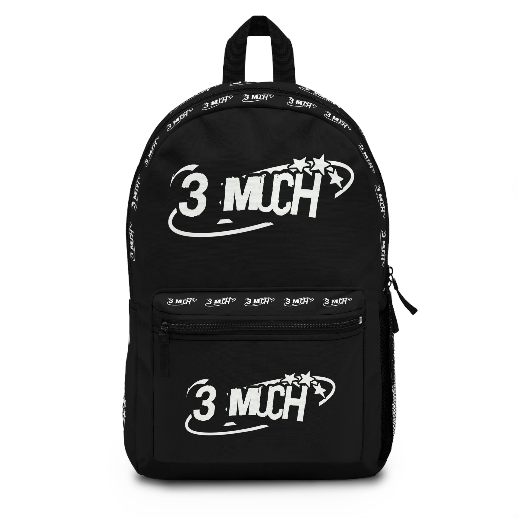 3 Much Logo Backpack — Black Graphic School & Everyday Bag