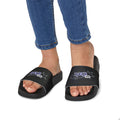 Youth Slide Sandals — Black Removable-Strap Slides with 'Real Proper' Graphic