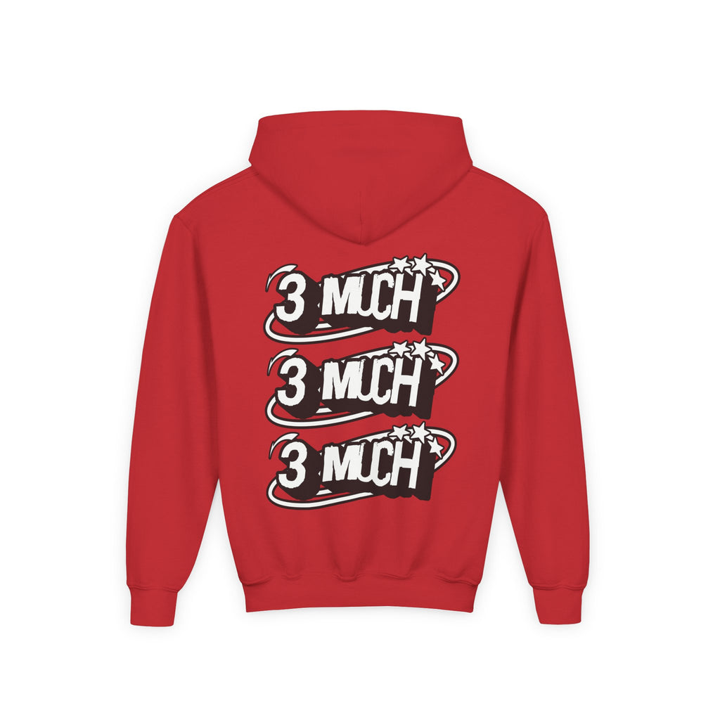 Youth Hoodie — Retro '3 MUCH'Style Graphic Pullover