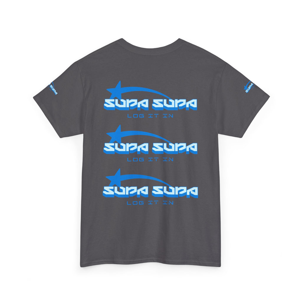 Supa Supa Retro Logo Tee — Blue Graphic Cotton T-Shirt