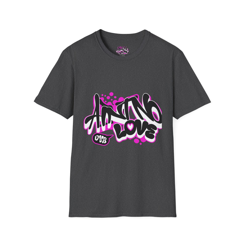 Graffiti 'NO LOVE' T-Shirt — Urban Street Art Tee with Pink Spray Paint Design