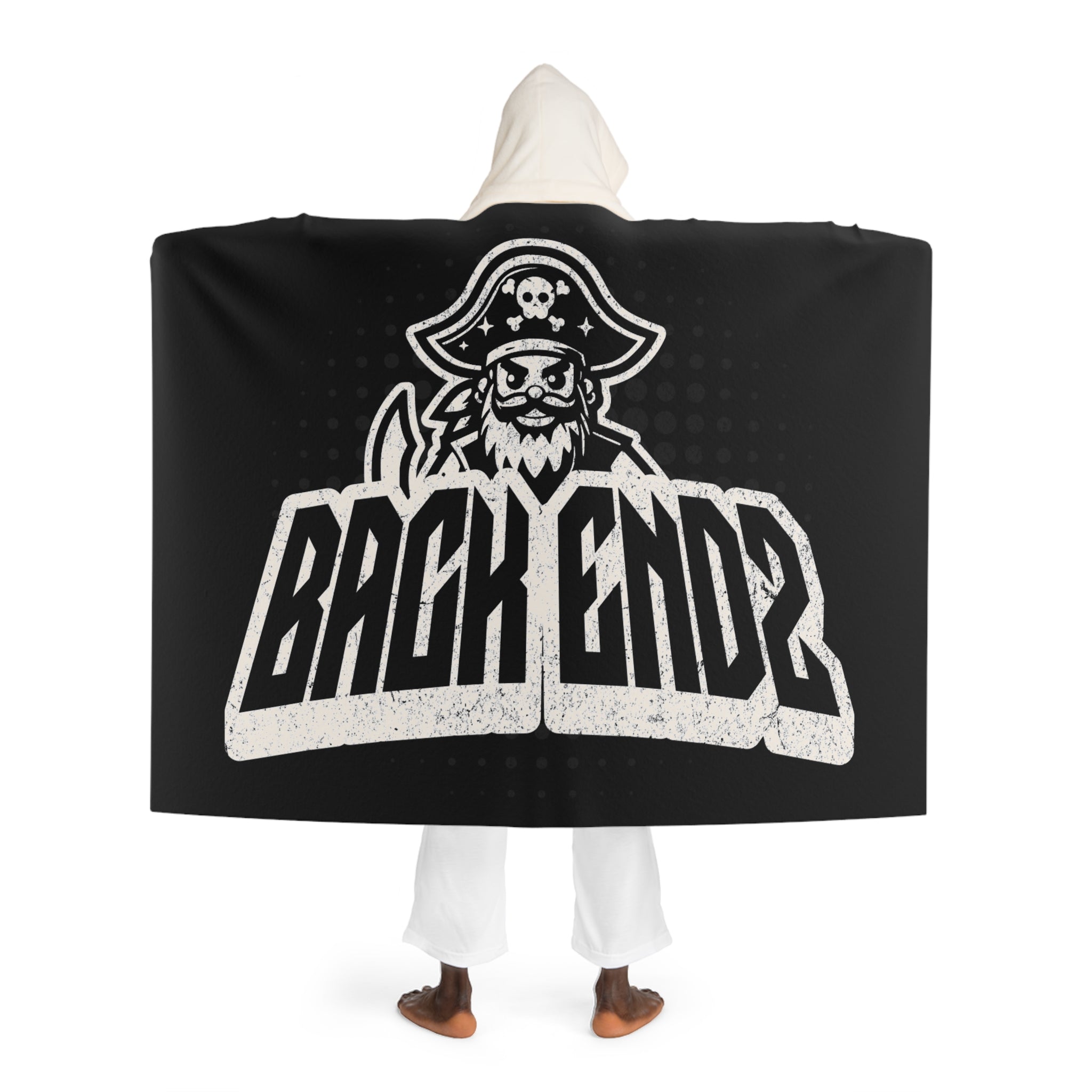 Hooded Sherpa Blanket - Cozy Black "Back Endz" Plush Lining