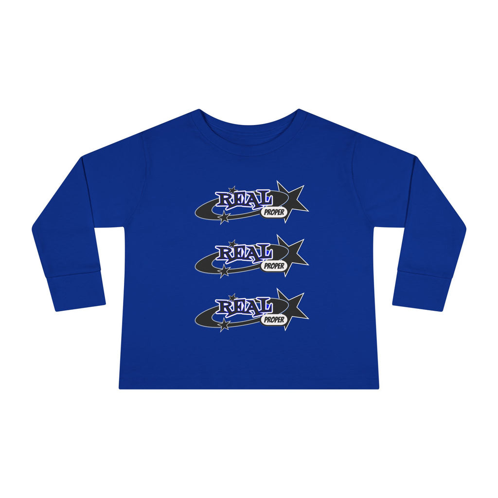 Toddler Long Sleeve Tee — 'Real Proper' Star Graphic Kids Shirt