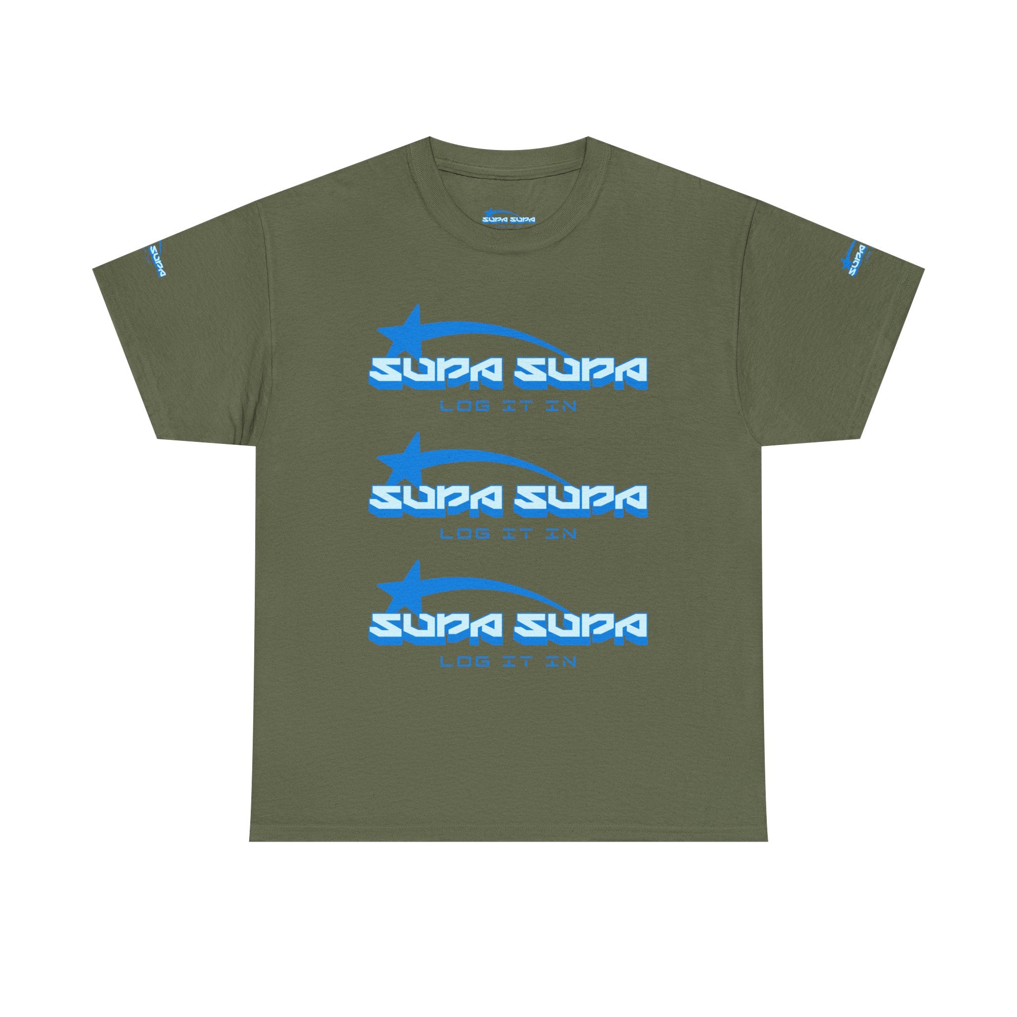 Supa Supa Retro Logo Tee — Blue Graphic Cotton T-Shirt