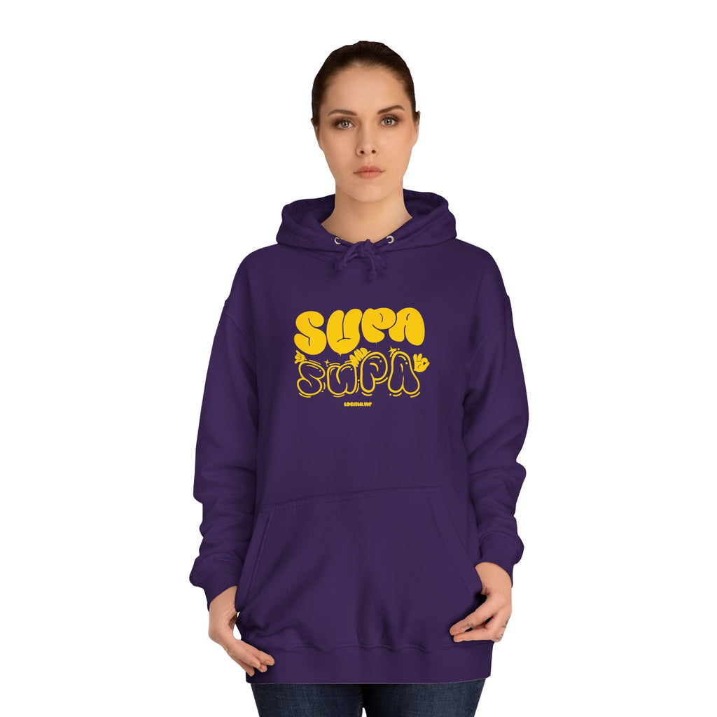 Cheerful Unisex Supa Supa Hoodie - Cozy Streetwear, Campus Style, Trendy Gift, Relaxed Fit, Perfect for Every day