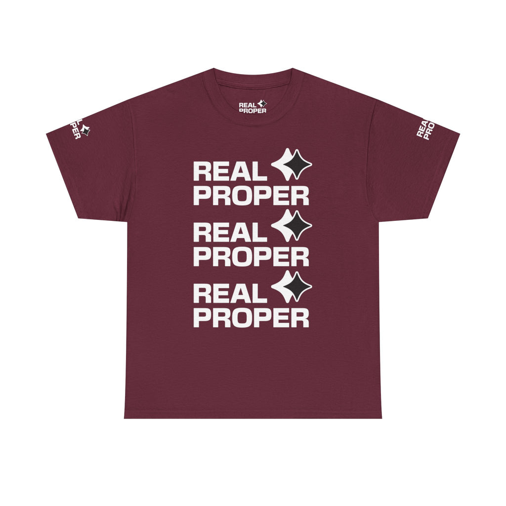 "Real Proper" Repeat Logo T‑Shirt