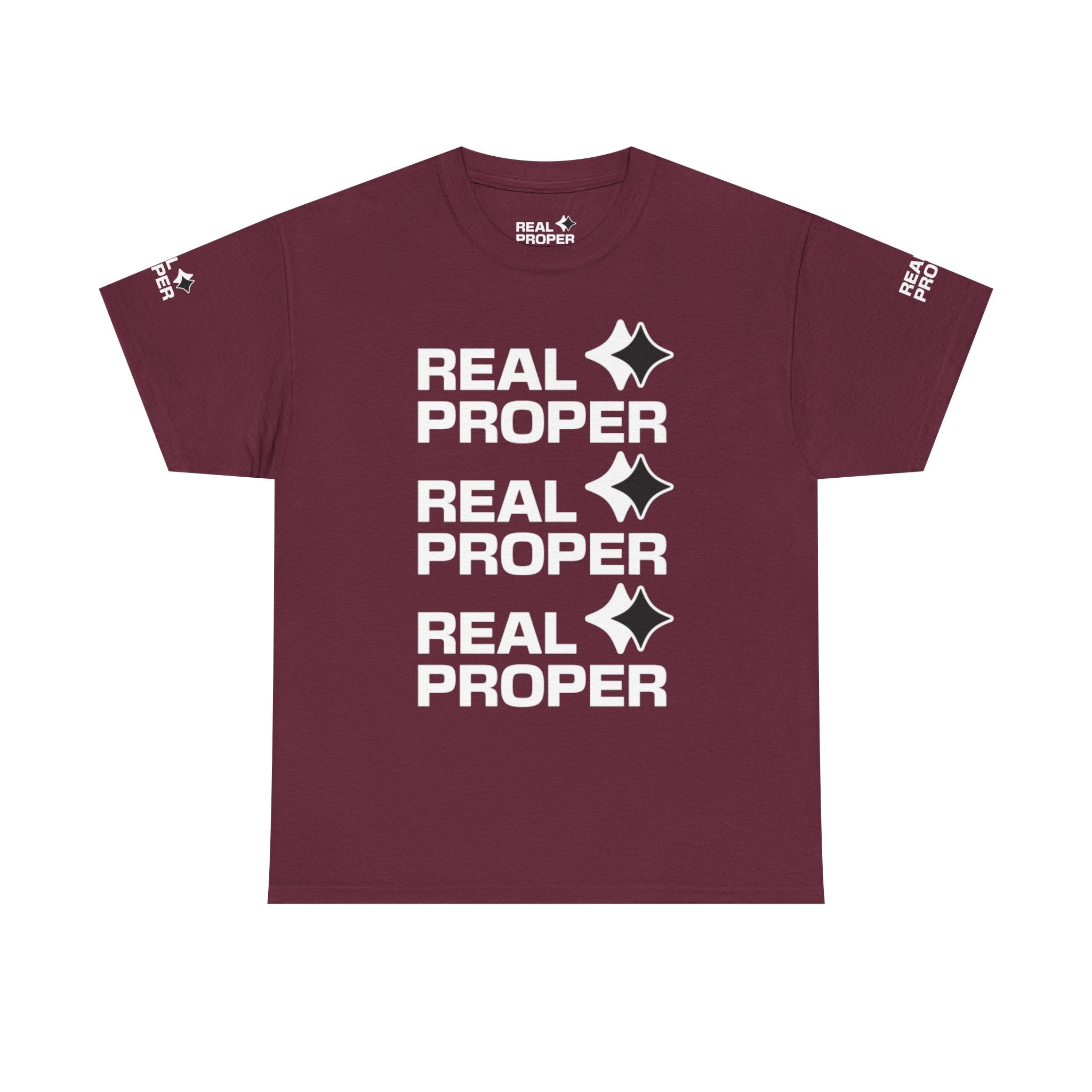 "Real Proper" Repeat Logo T‑Shirt