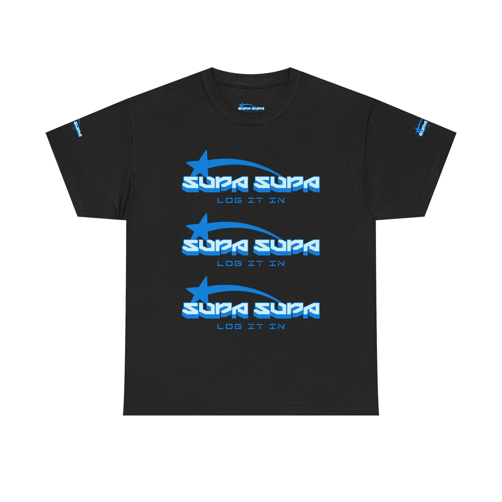 Supa Supa Retro Logo Tee — Blue Graphic Cotton T-Shirt